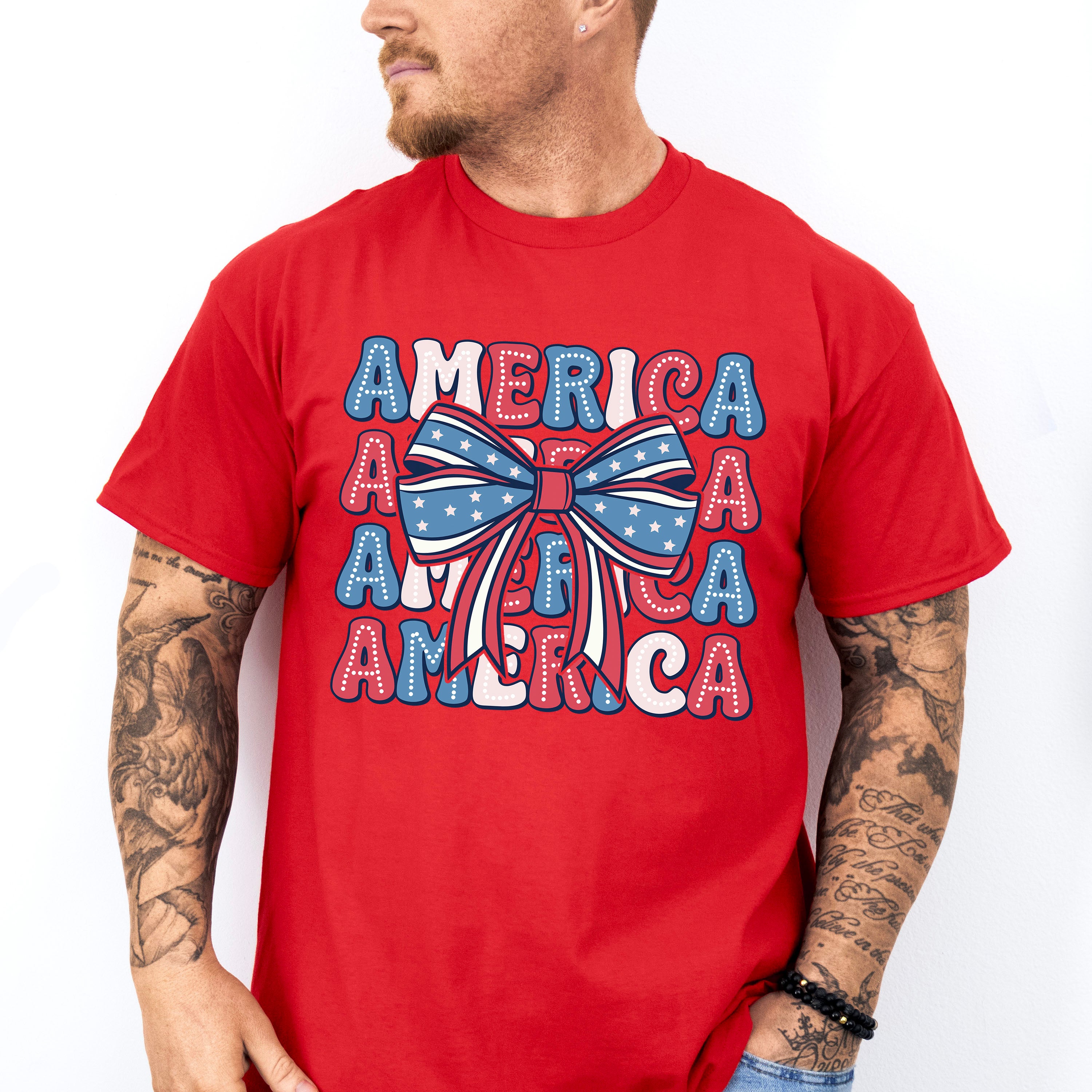 America Ribbon 4Th Of July Unisex Crewneck T-Shirt Sweatshirt Hoodie