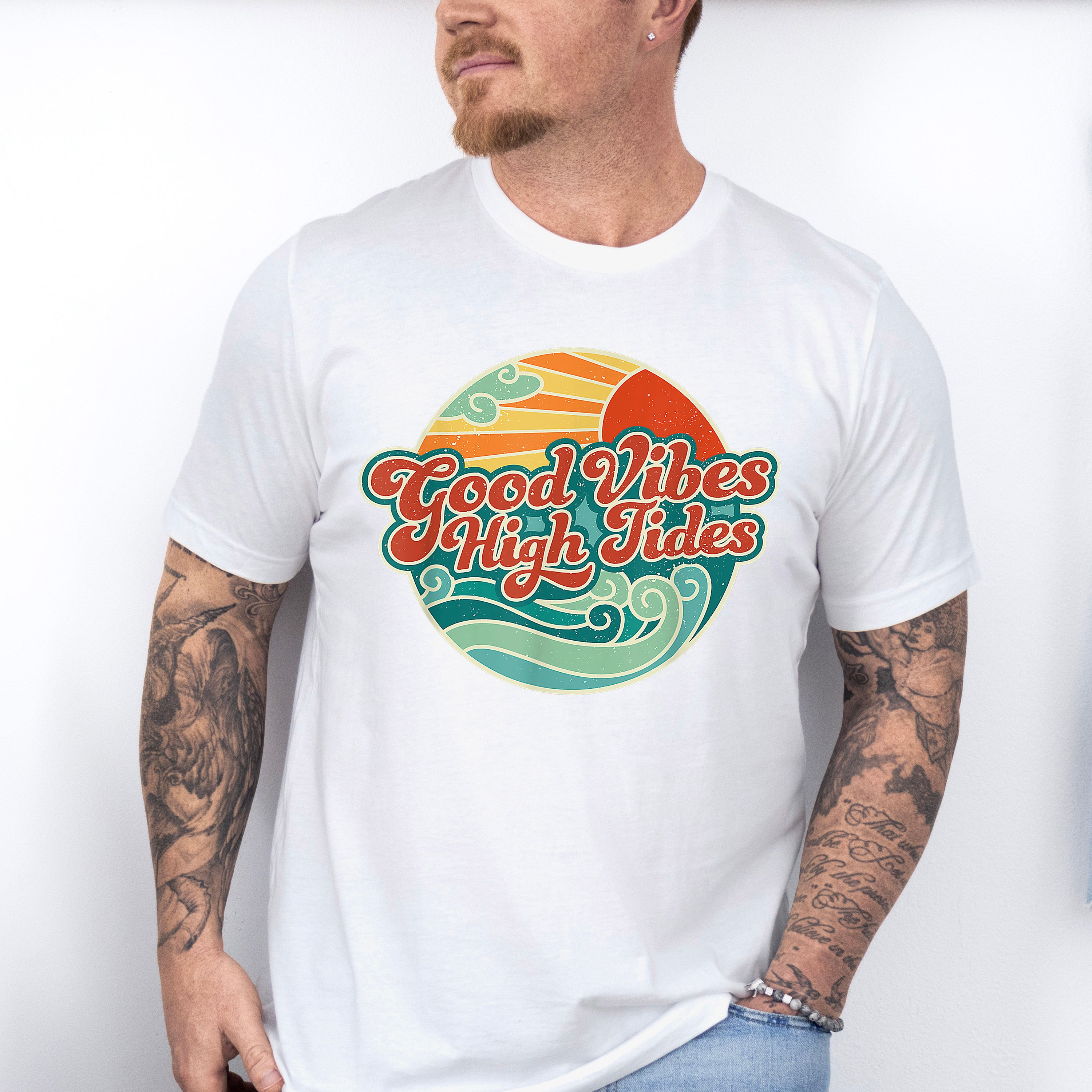 Good Vibes High Tides Circular Design - Good Vibes Unisex Crewneck T-Shirt Sweatshirt Hoodie