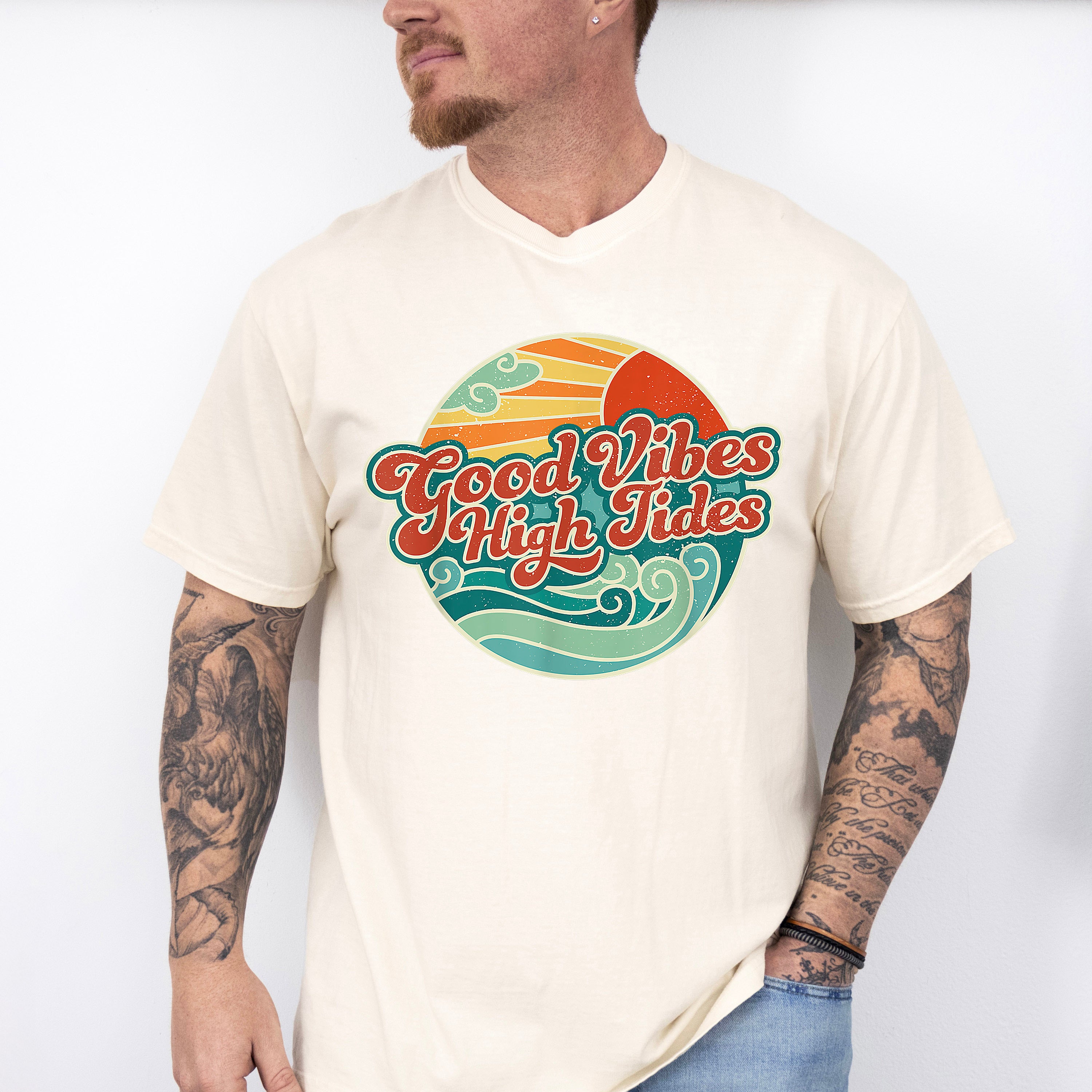 Good Vibes High Tides Circular Design - Good Vibes Unisex Crewneck T-Shirt Sweatshirt Hoodie