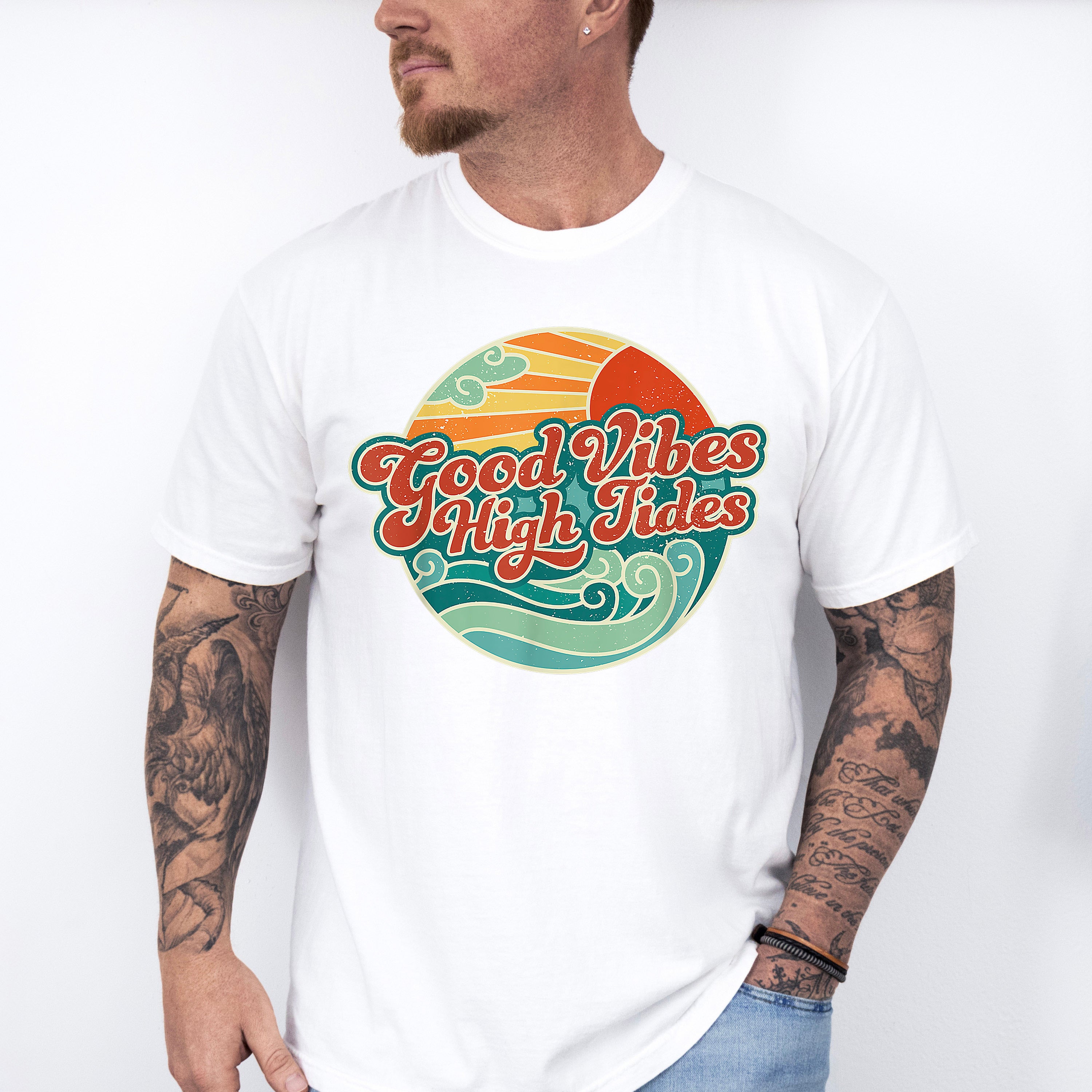 Good Vibes High Tides Circular Design - Good Vibes Unisex Crewneck T-Shirt Sweatshirt Hoodie