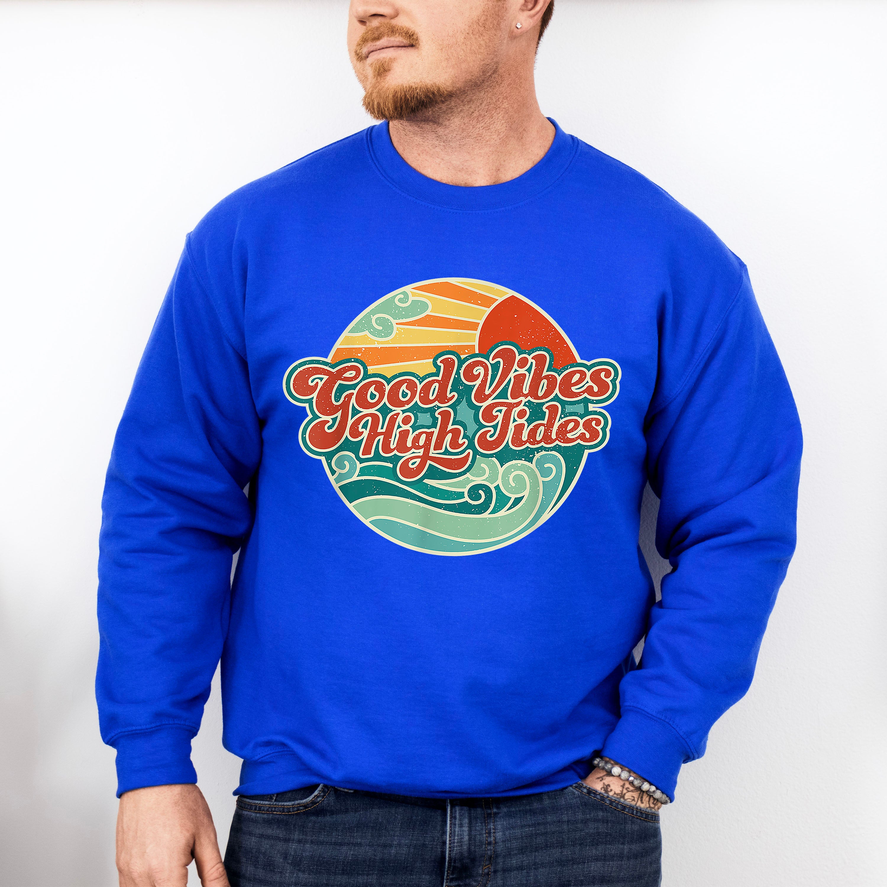 Good Vibes High Tides Circular Design - Good Vibes Unisex Crewneck T-Shirt Sweatshirt Hoodie