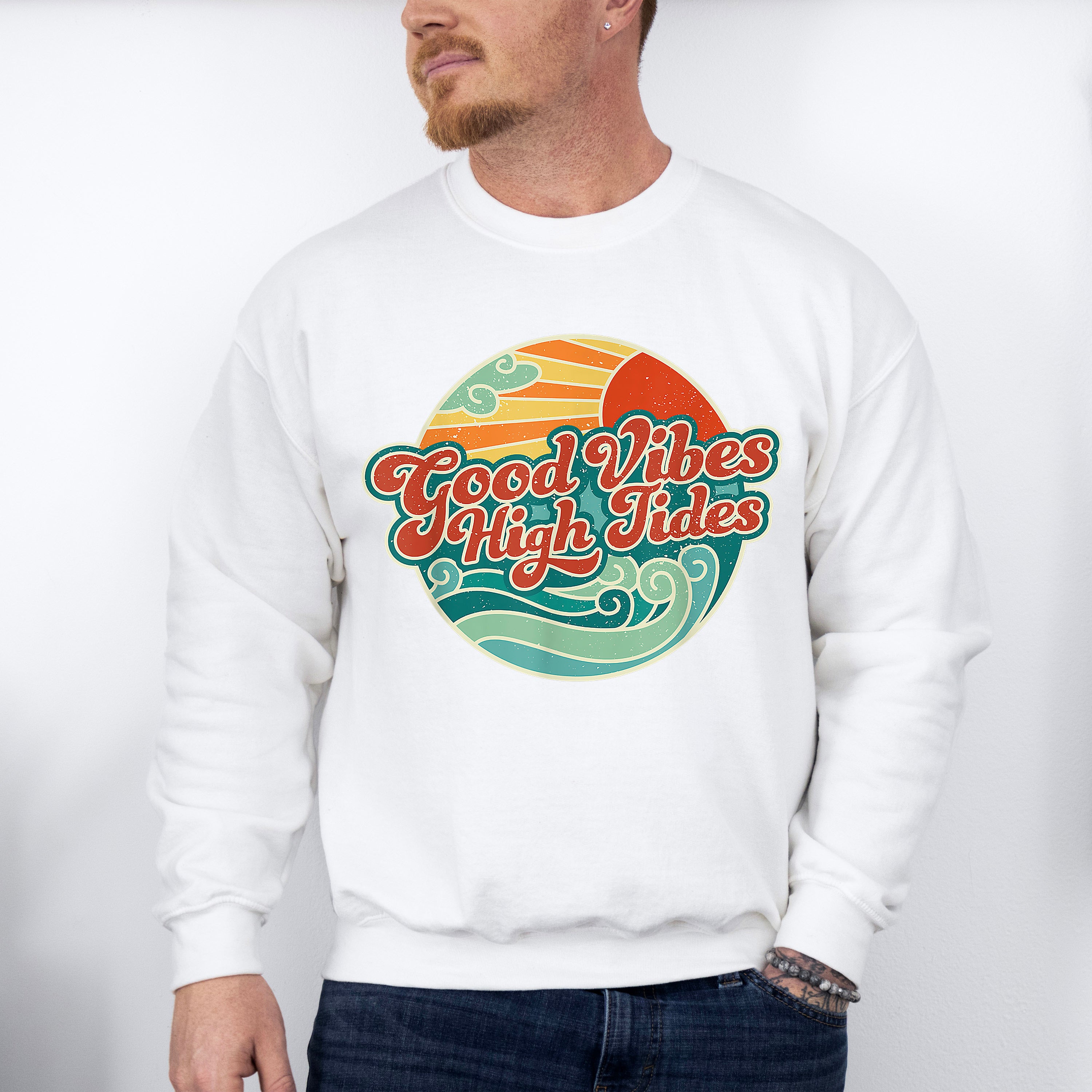 Good Vibes High Tides Circular Design - Good Vibes Unisex Crewneck T-Shirt Sweatshirt Hoodie