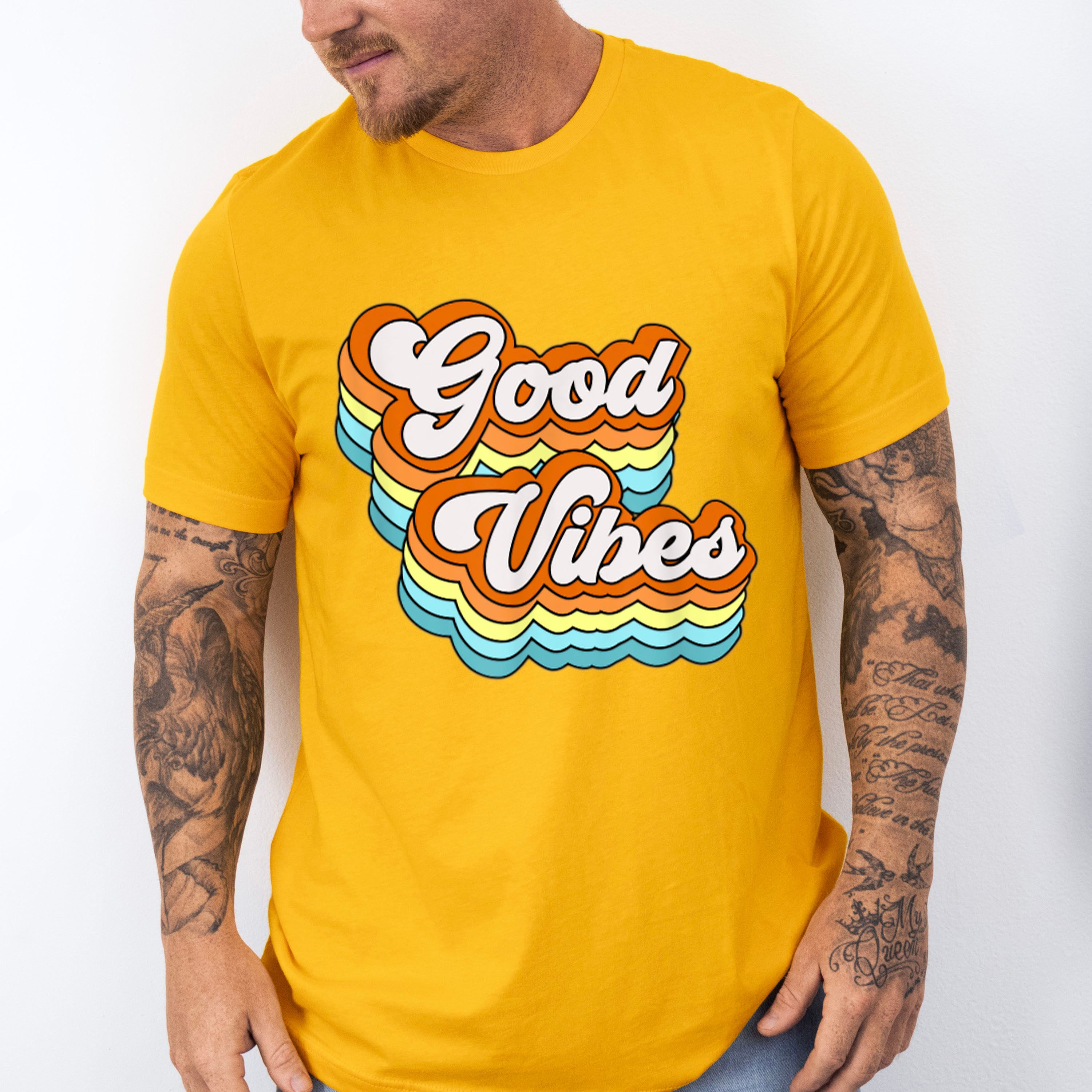 Good Vibes Colorful Design - Good Vibes Unisex Crewneck T-Shirt Sweatshirt Hoodie