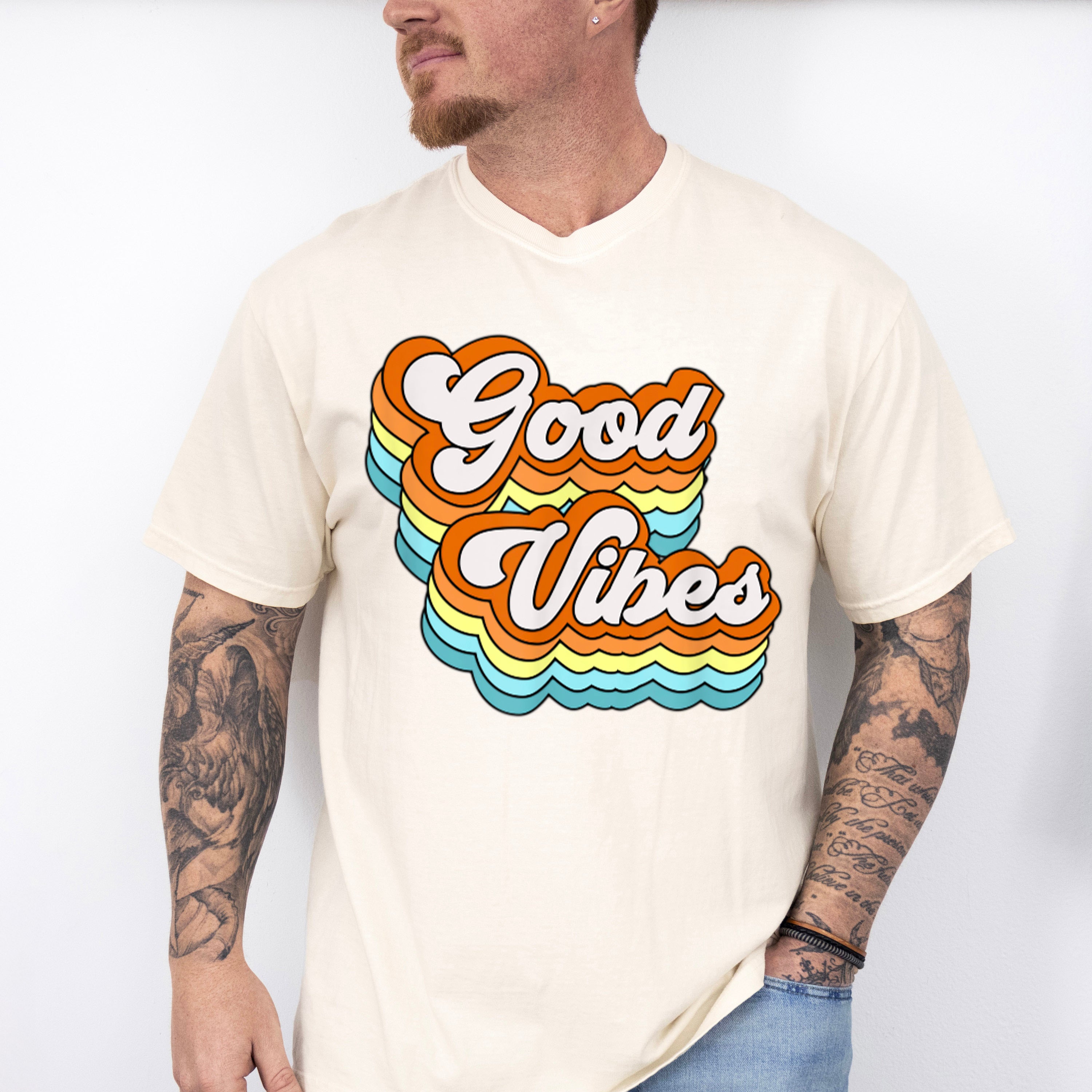 Good Vibes Colorful Design - Good Vibes Unisex Crewneck T-Shirt Sweatshirt Hoodie