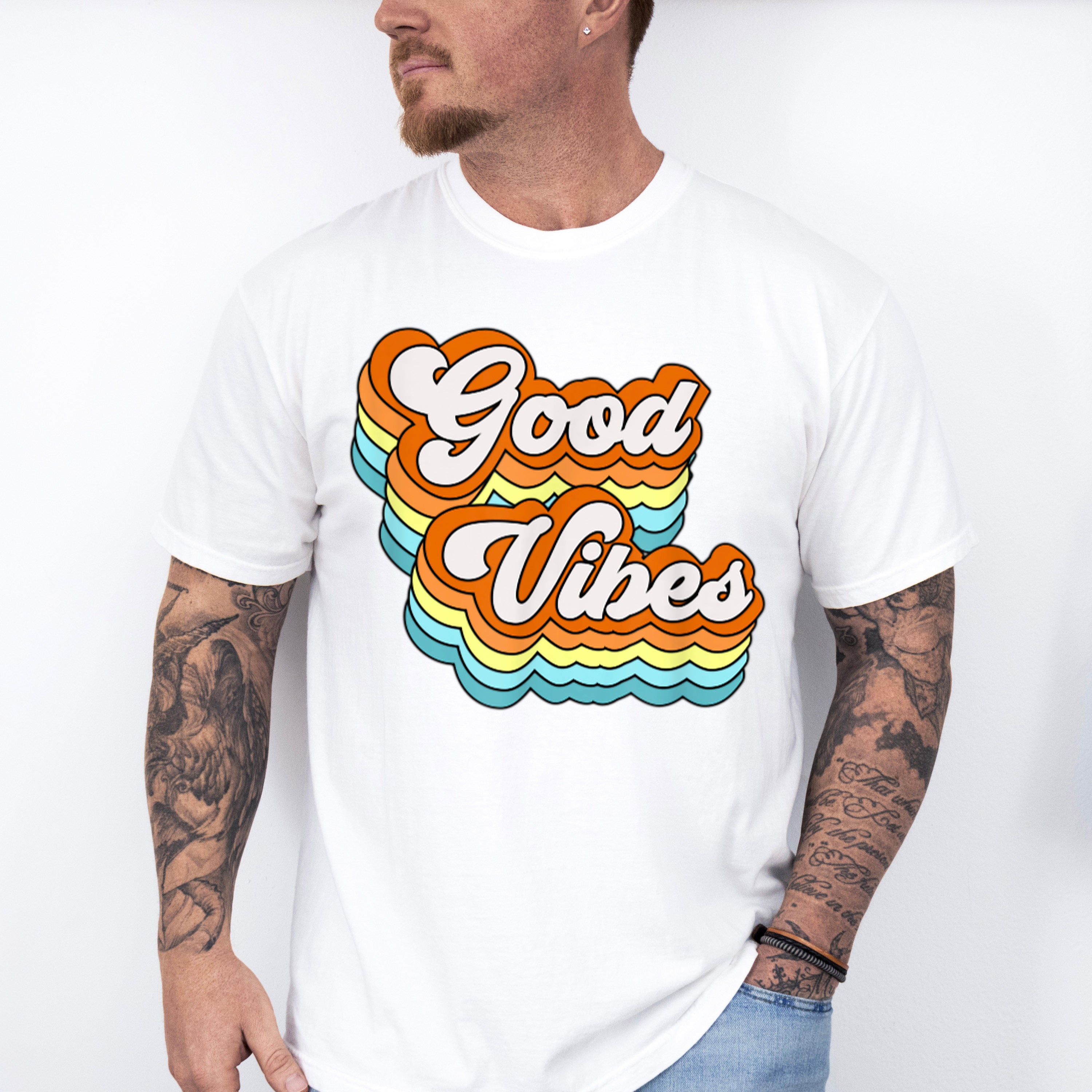 Good Vibes Colorful Design - Good Vibes Unisex Crewneck T-Shirt Sweatshirt Hoodie