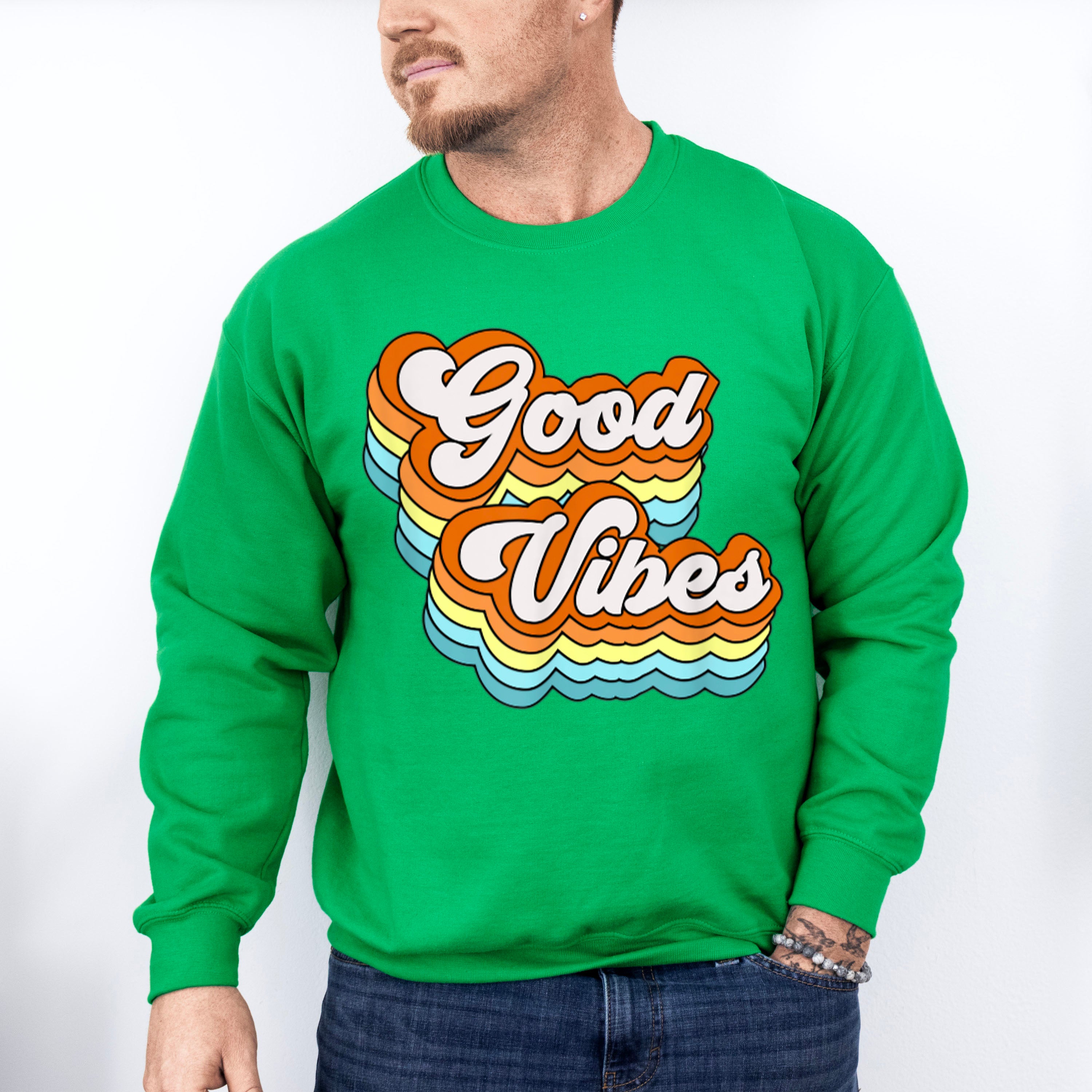 Good Vibes Colorful Design - Good Vibes Unisex Crewneck T-Shirt Sweatshirt Hoodie