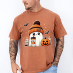 Halloween Ghost Wearing Beanie - Halloween Unisex Crewneck T-Shirt Sweatshirt Hoodie