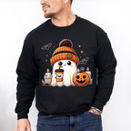Halloween Ghost Wearing Beanie - Halloween Unisex Crewneck T-Shirt Sweatshirt Hoodie