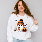 Halloween Ghost Wearing Beanie - Halloween Unisex Crewneck T-Shirt Sweatshirt Hoodie