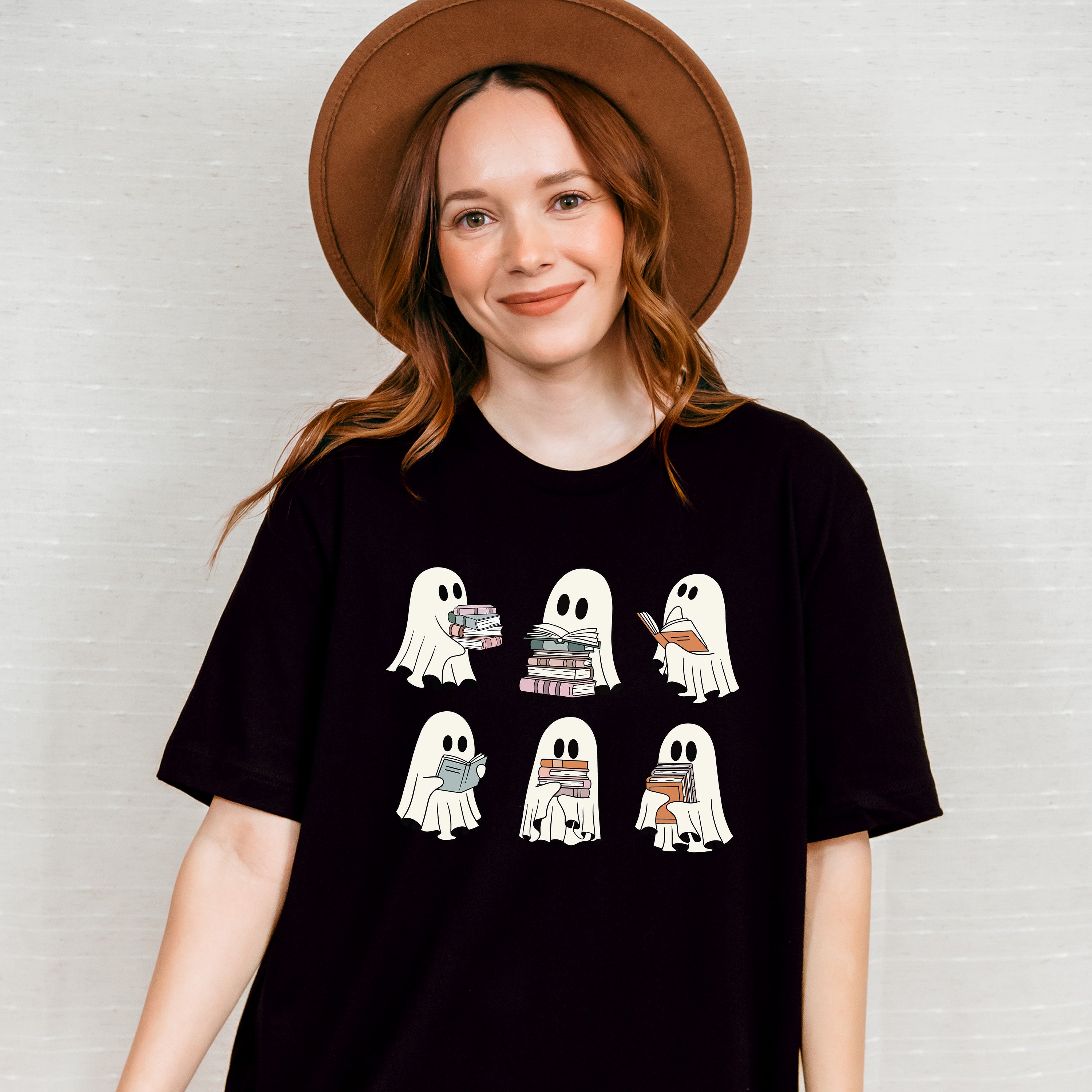 Ghost With Books - Halloween Unisex Crewneck T-Shirt Sweatshirt Hoodie