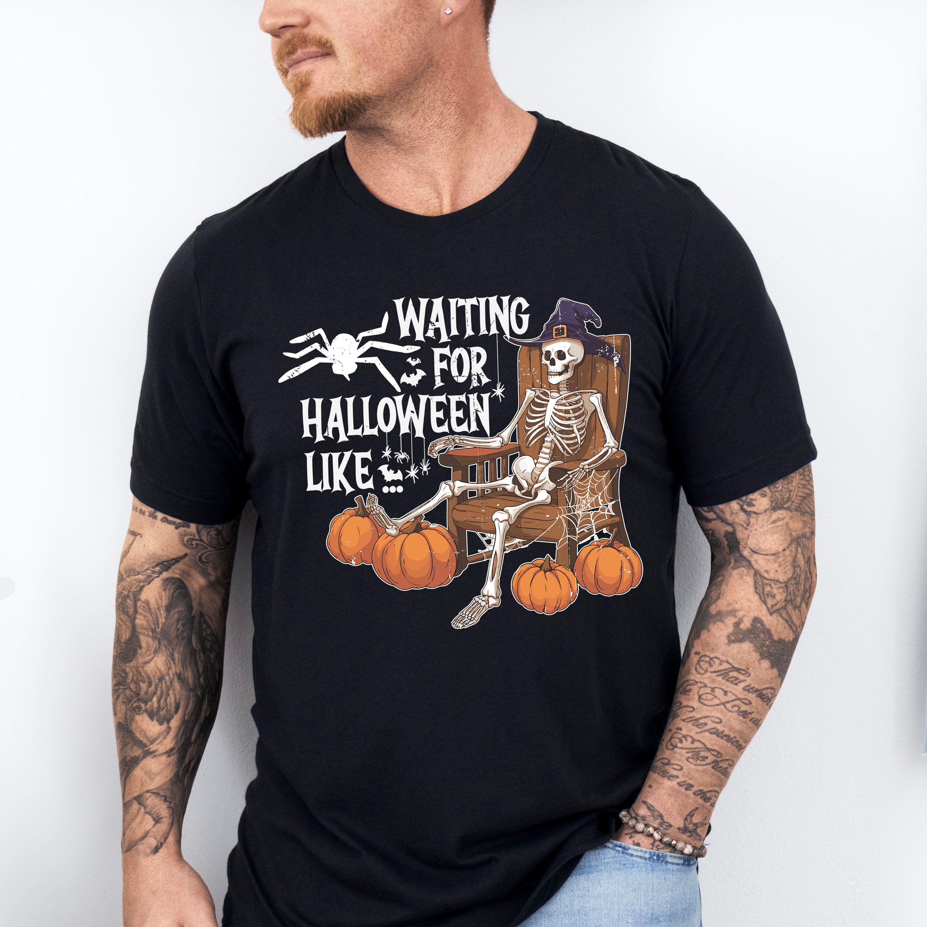 Waiting For Halloween Like Skeleton - Halloween Unisex Crewneck T-Shirt Sweatshirt Hoodie