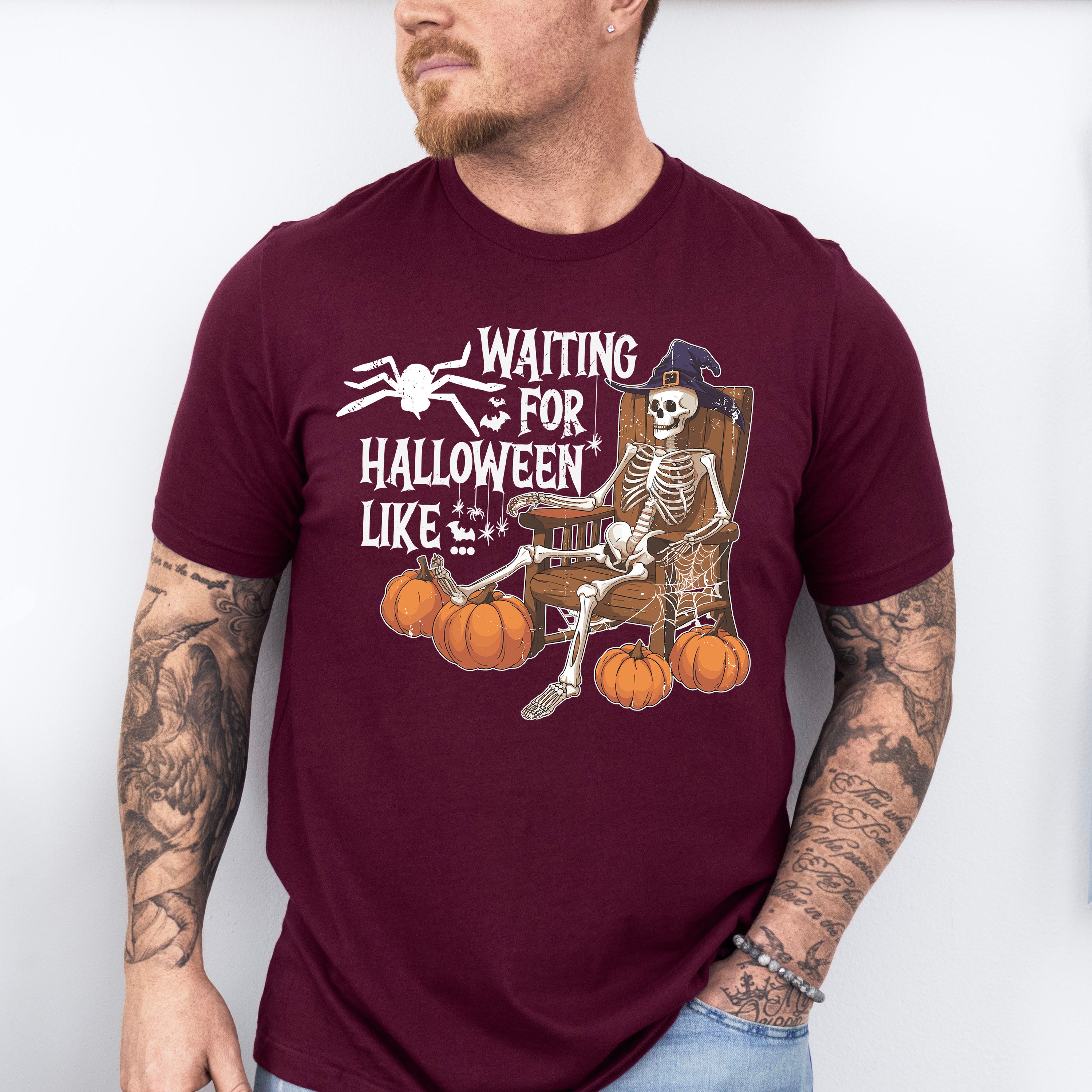 Waiting For Halloween Like Skeleton - Halloween Unisex Crewneck T-Shirt Sweatshirt Hoodie