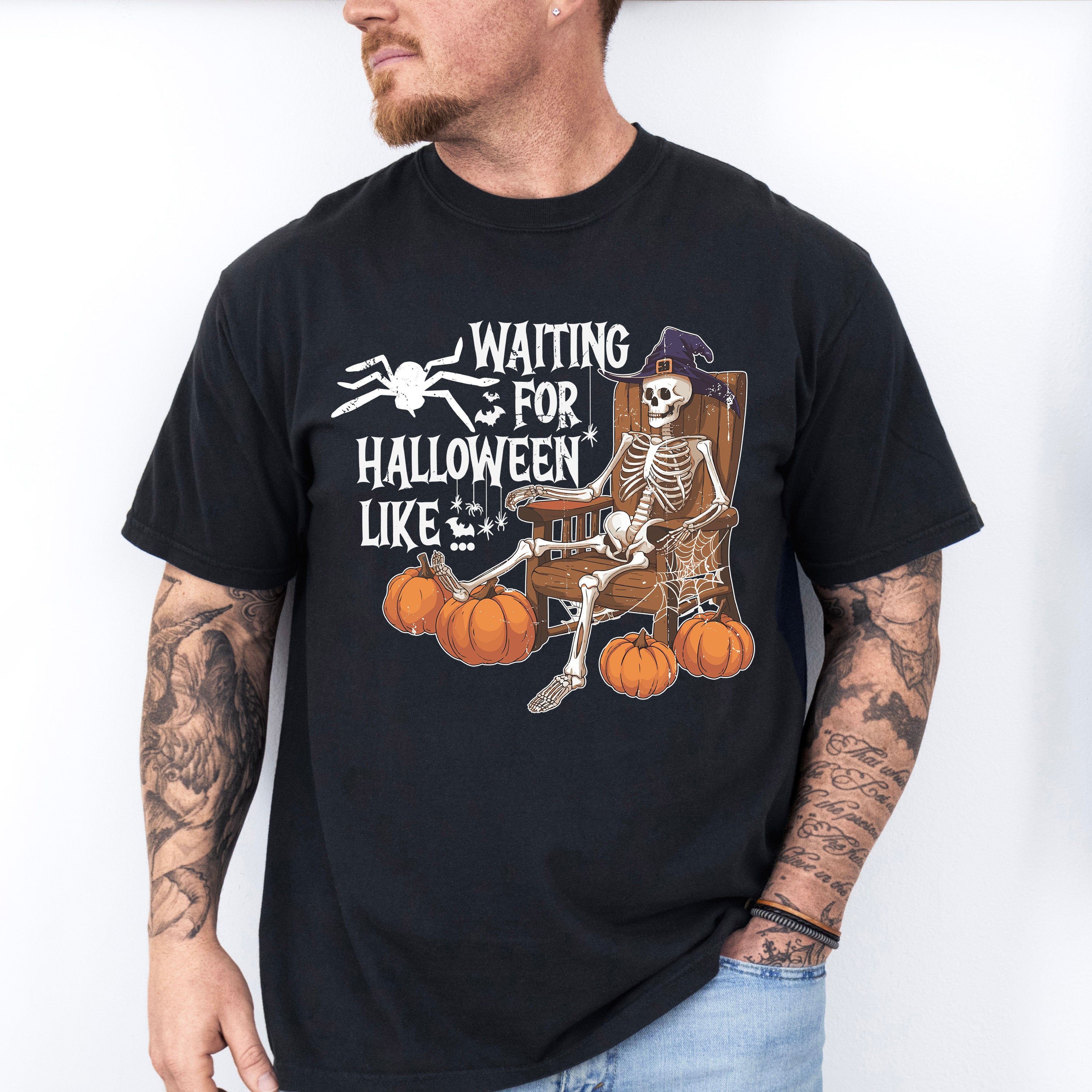 Waiting For Halloween Like Skeleton - Halloween Unisex Crewneck T-Shirt Sweatshirt Hoodie