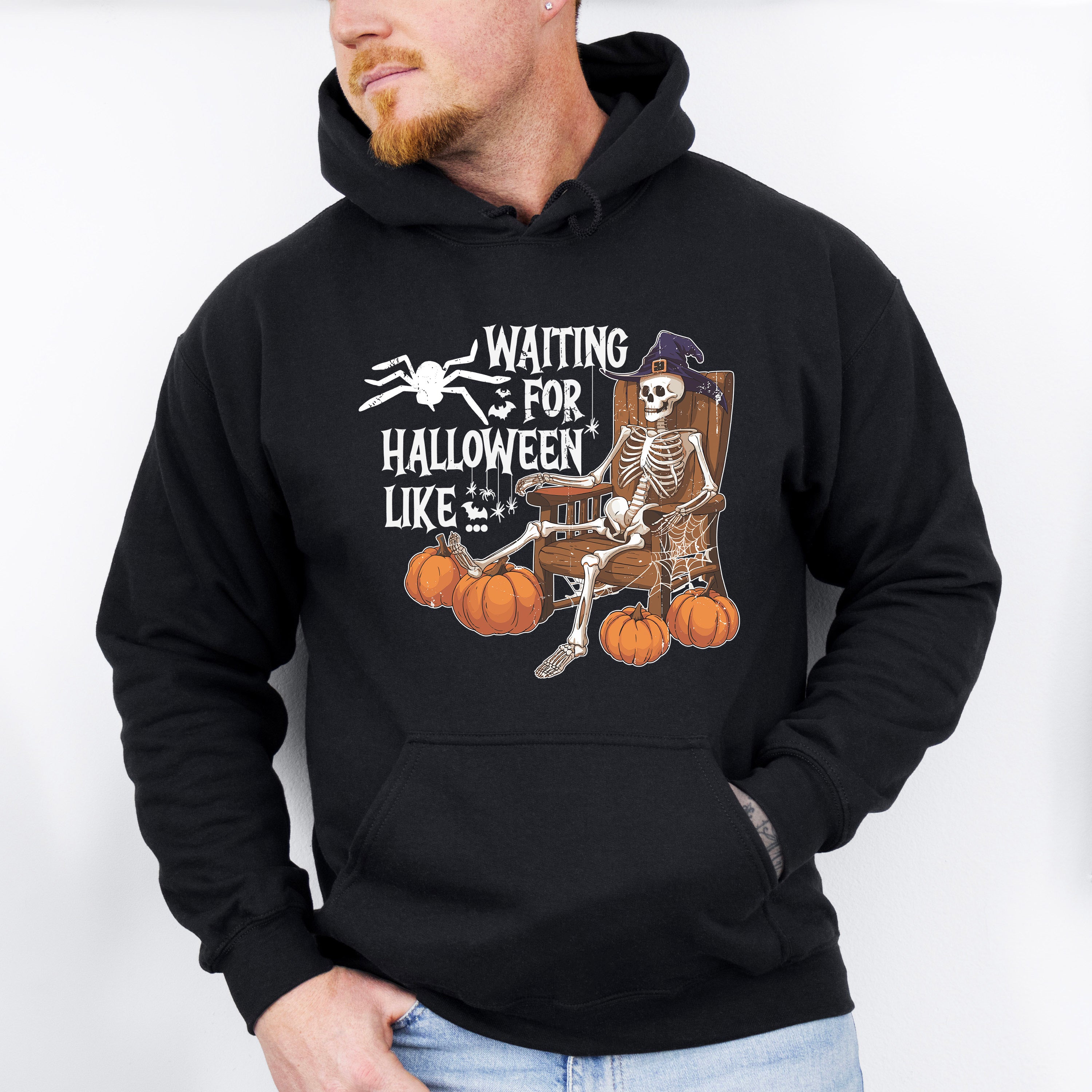 Waiting For Halloween Like Skeleton - Halloween Unisex Crewneck T-Shirt Sweatshirt Hoodie