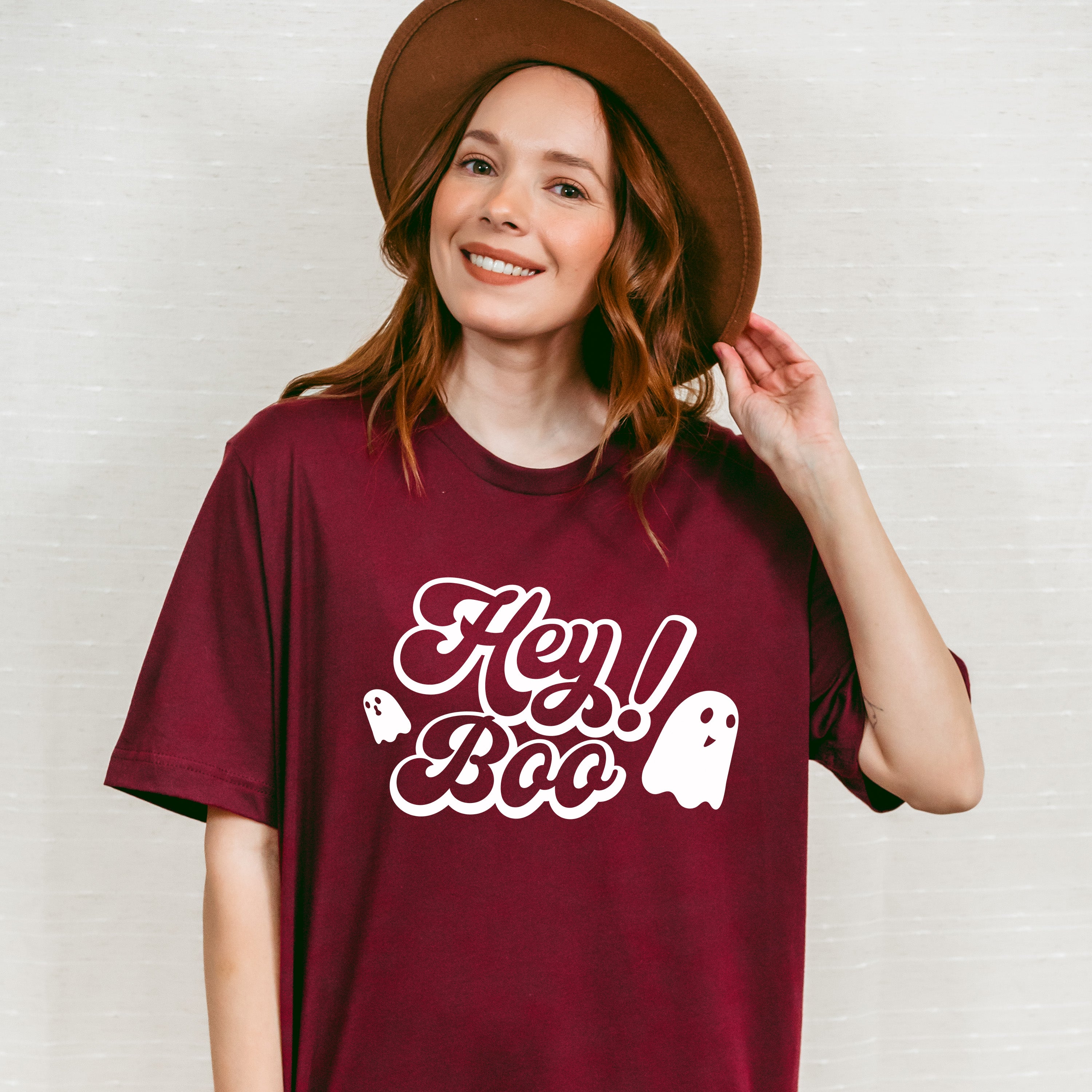 Hey Boo Design - Halloween Unisex Crewneck T-Shirt Sweatshirt Hoodie