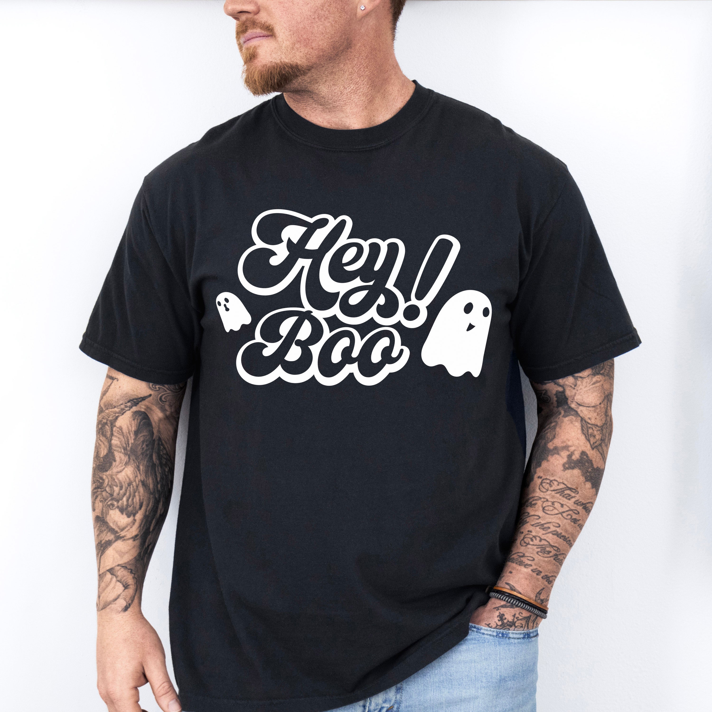 Hey Boo Design - Halloween Unisex Crewneck T-Shirt Sweatshirt Hoodie