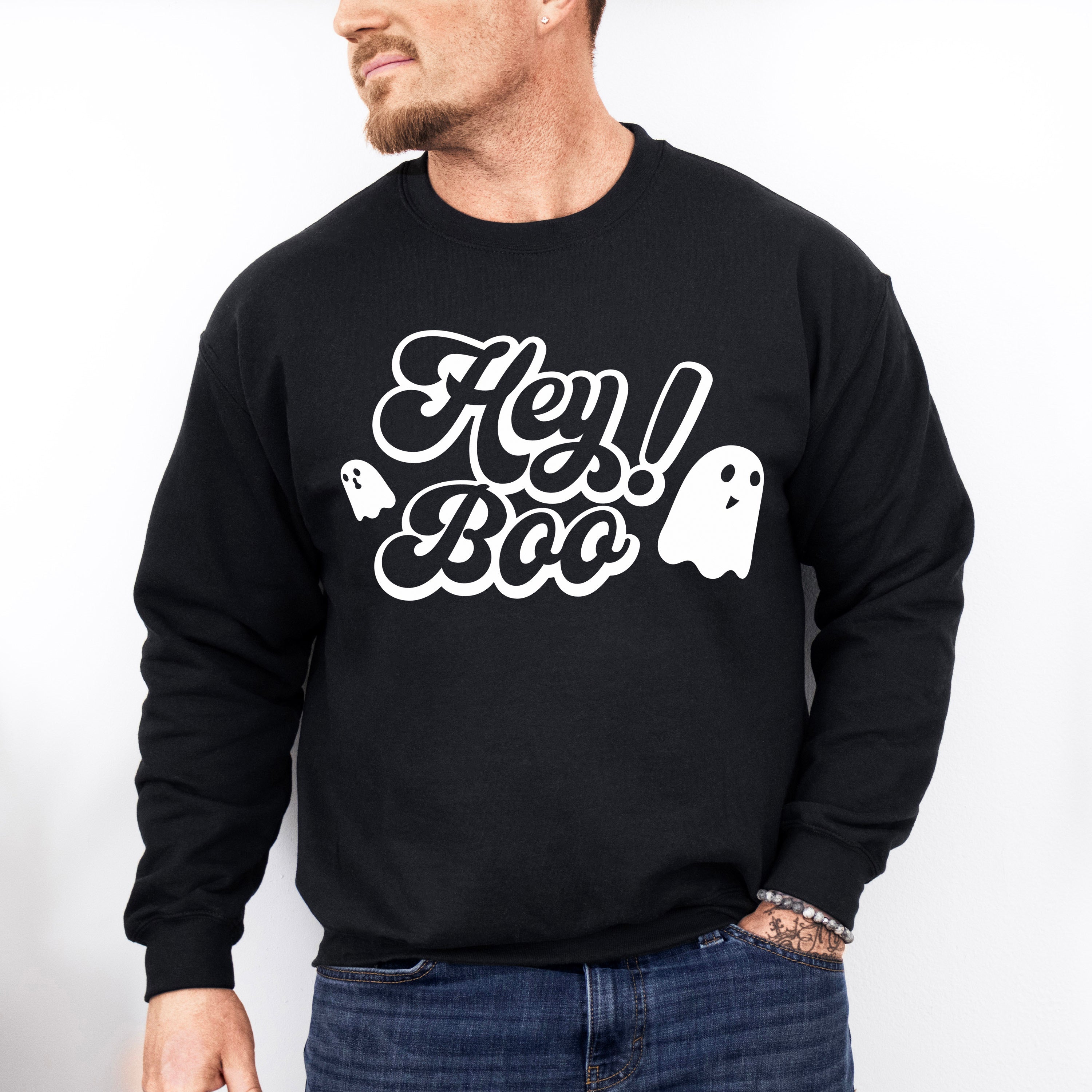 Hey Boo Design - Halloween Unisex Crewneck T-Shirt Sweatshirt Hoodie