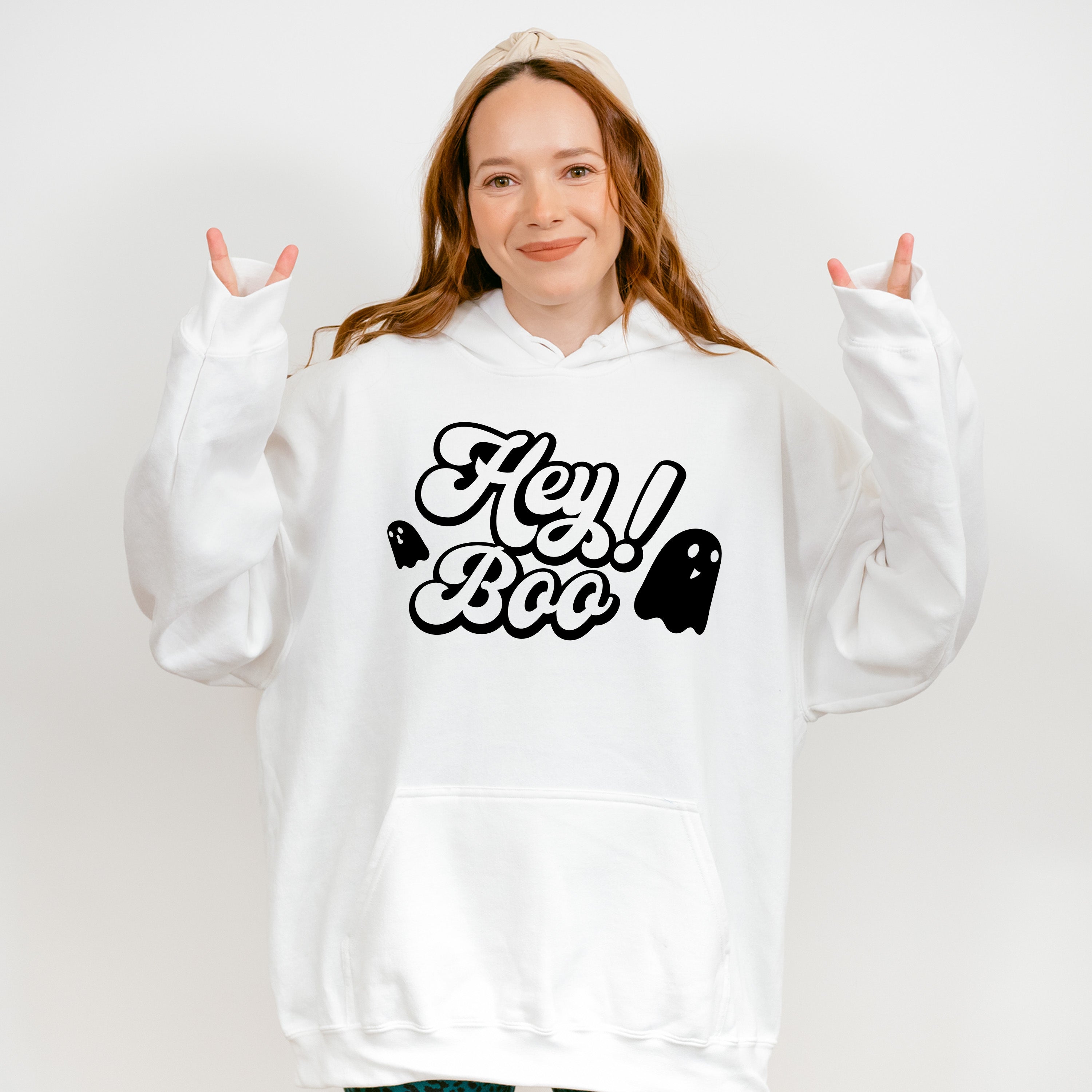 Hey Boo Design - Halloween Unisex Crewneck T-Shirt Sweatshirt Hoodie