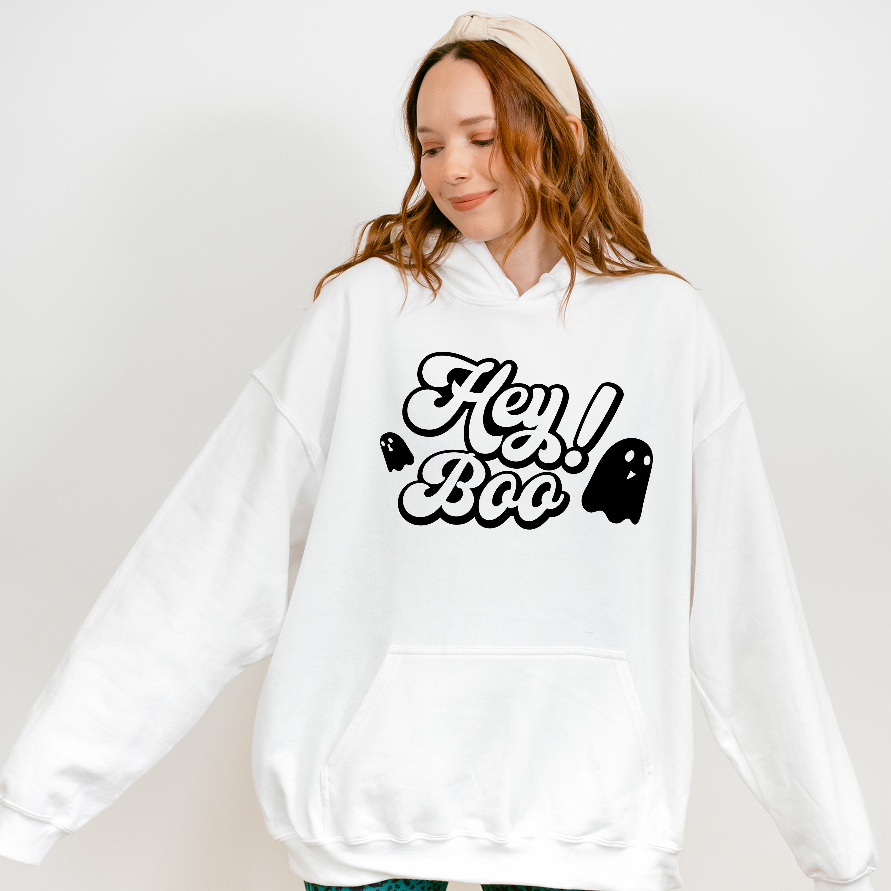 Hey Boo Design - Halloween Unisex Crewneck T-Shirt Sweatshirt Hoodie