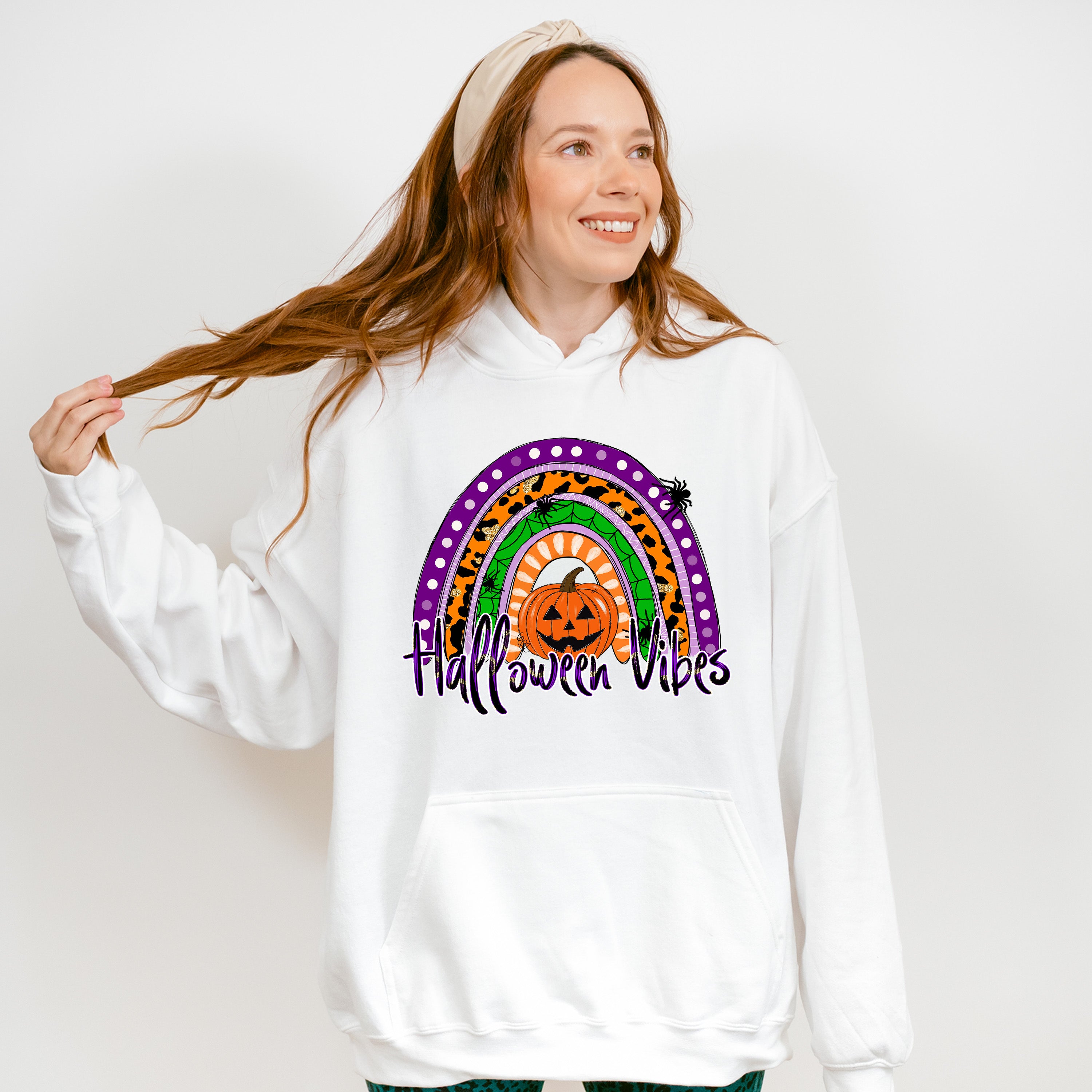 Halloween Vibes Pumpkin Rainbow - Halloween Unisex Crewneck T-Shirt Sweatshirt Hoodie