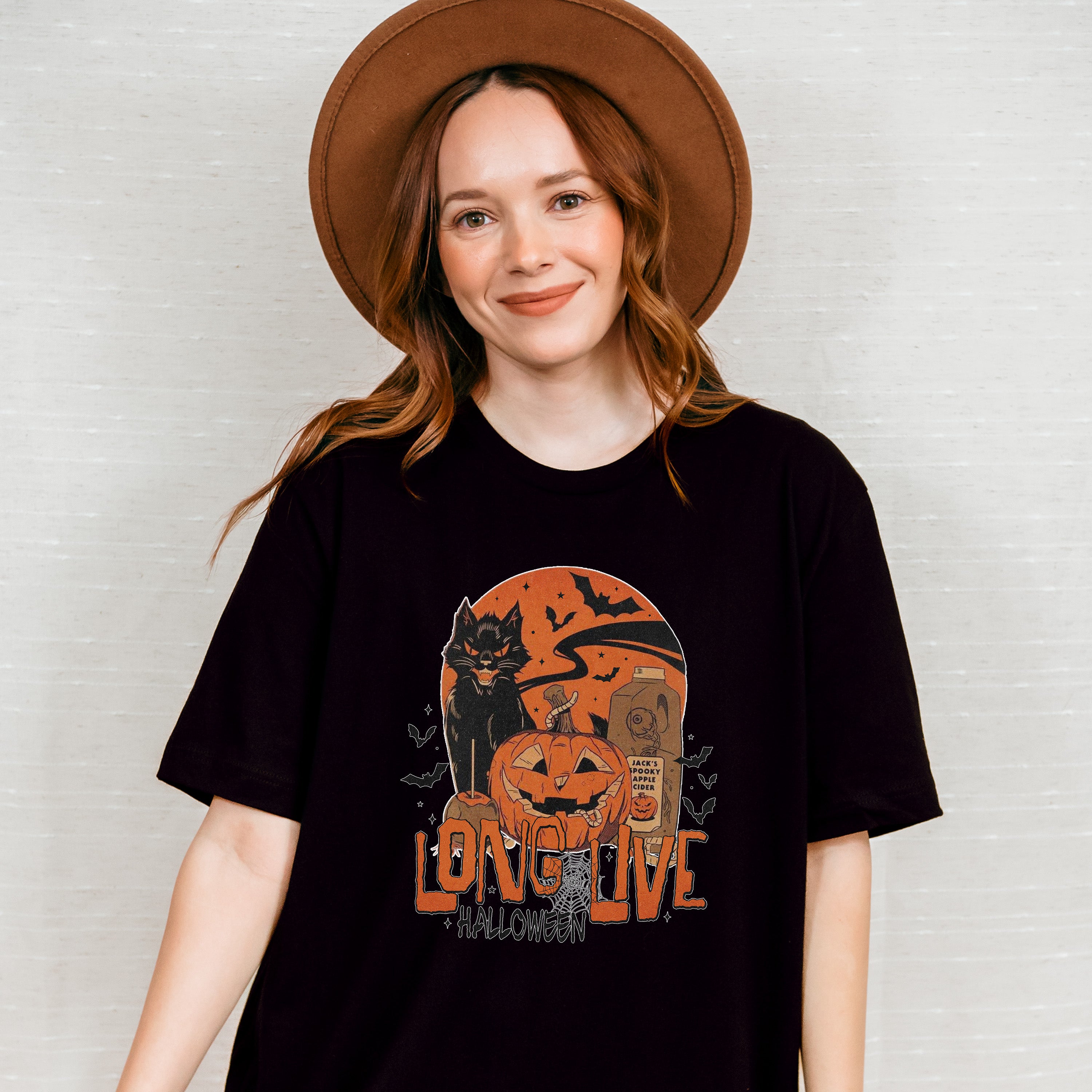 Long Live Halloween Cat And Pumpkin - Halloween Unisex Crewneck T-Shirt Sweatshirt Hoodie