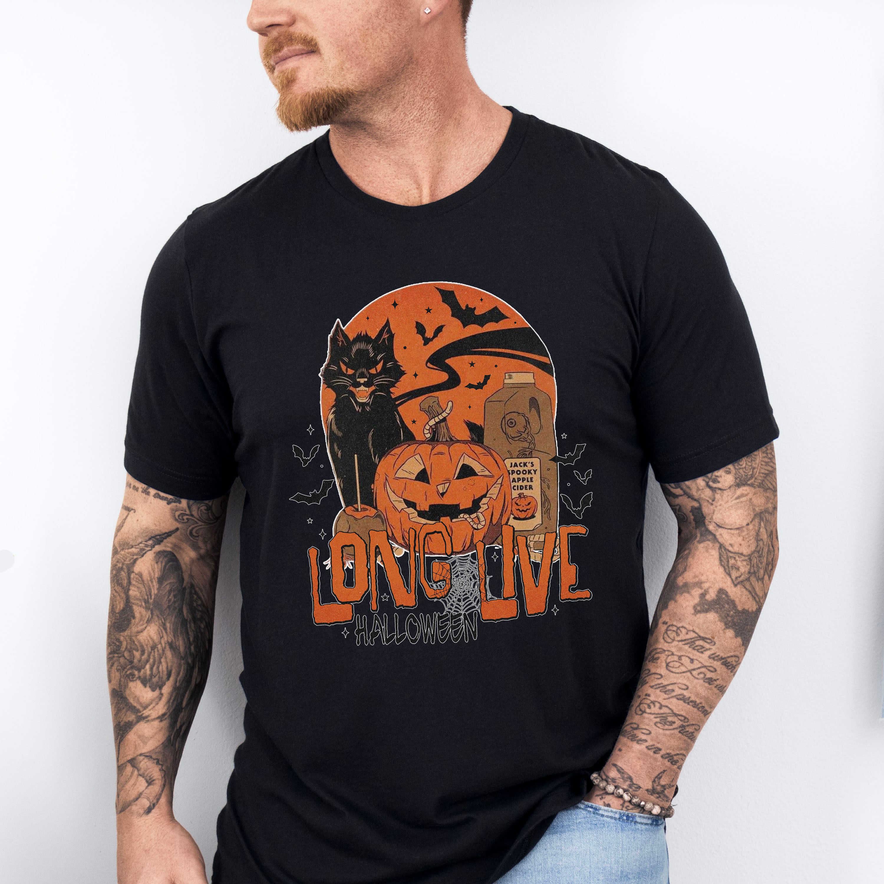 Long Live Halloween Cat And Pumpkin - Halloween Unisex Crewneck T-Shirt Sweatshirt Hoodie