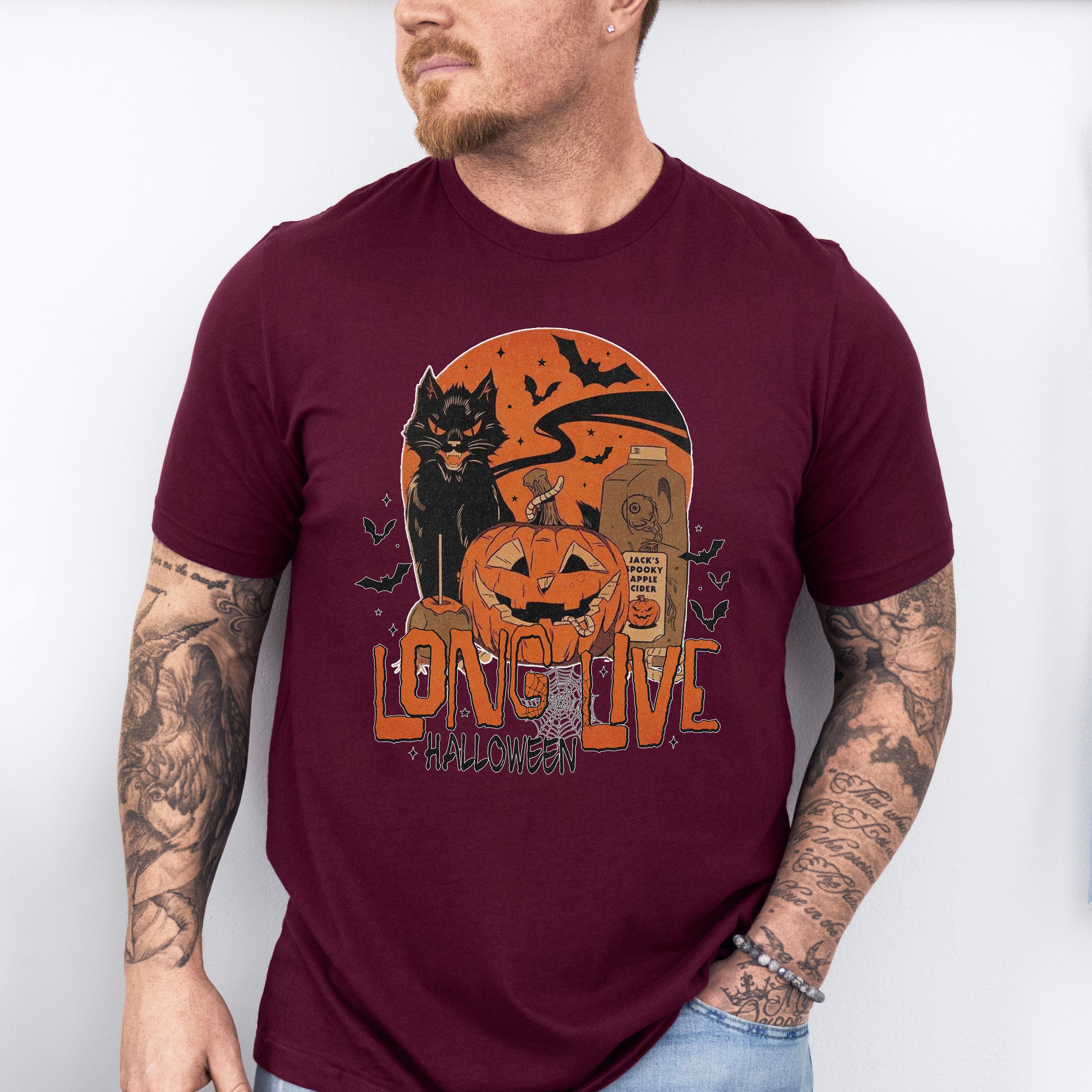 Long Live Halloween Cat And Pumpkin - Halloween Unisex Crewneck T-Shirt Sweatshirt Hoodie