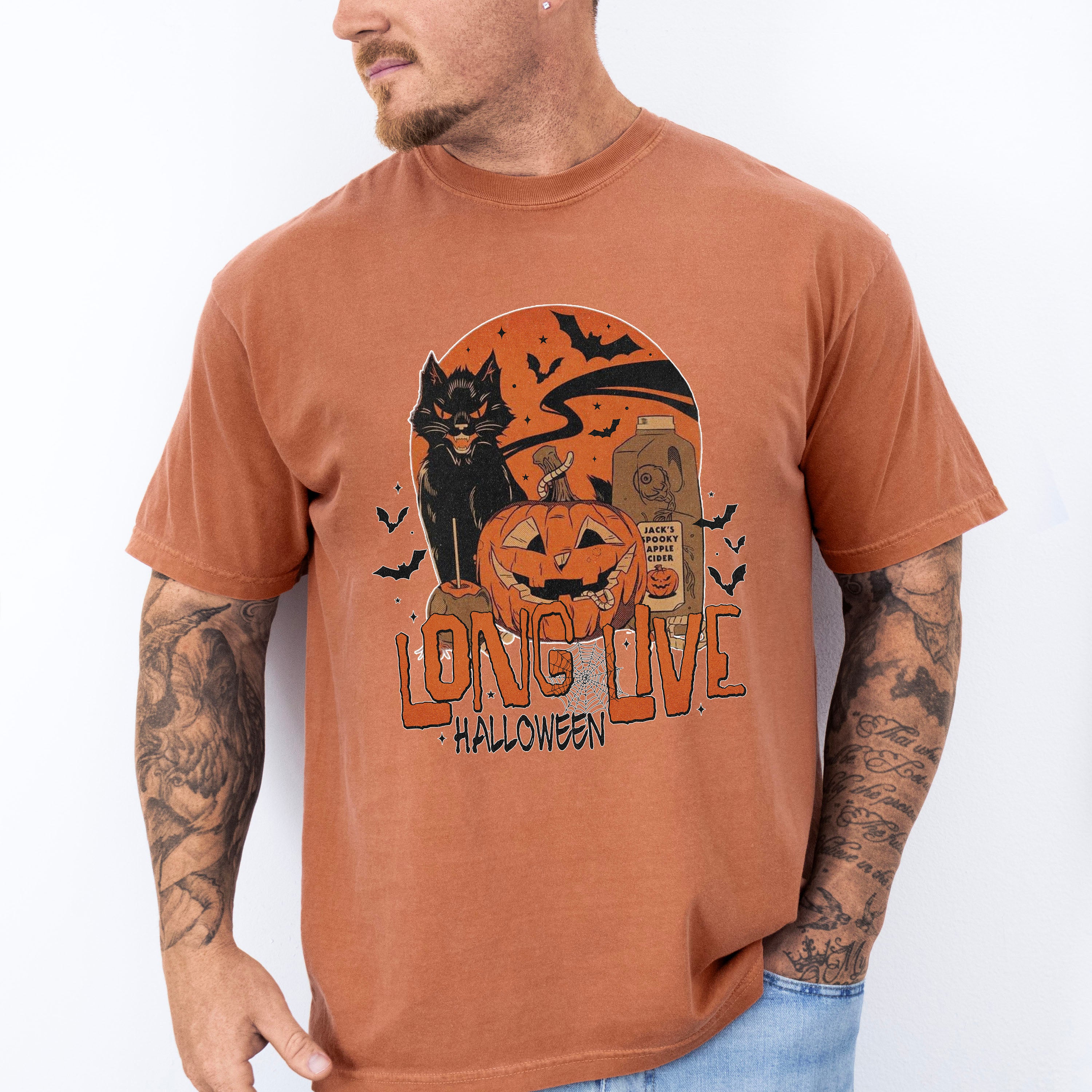 Long Live Halloween Cat And Pumpkin - Halloween Unisex Crewneck T-Shirt Sweatshirt Hoodie