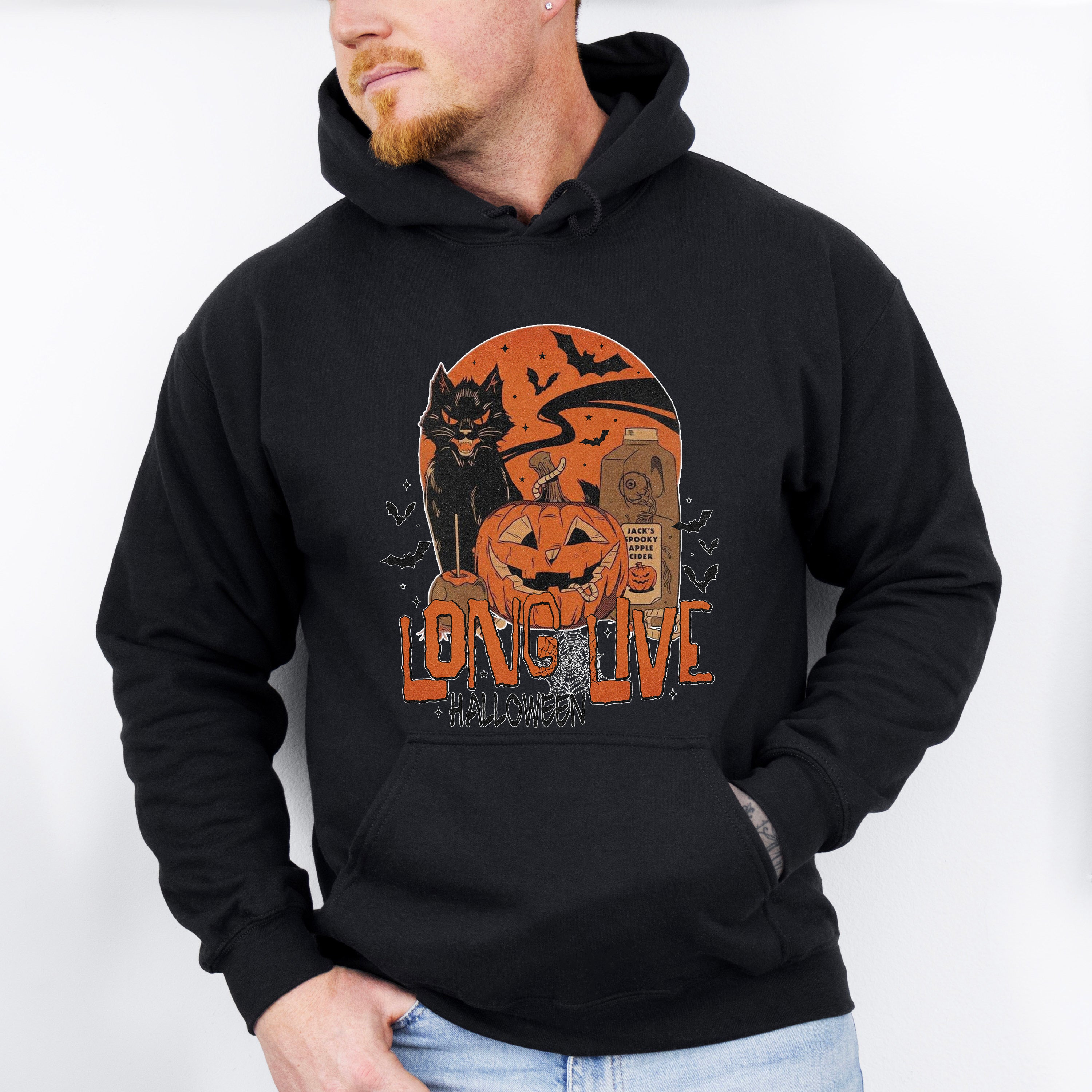 Long Live Halloween Cat And Pumpkin - Halloween Unisex Crewneck T-Shirt Sweatshirt Hoodie