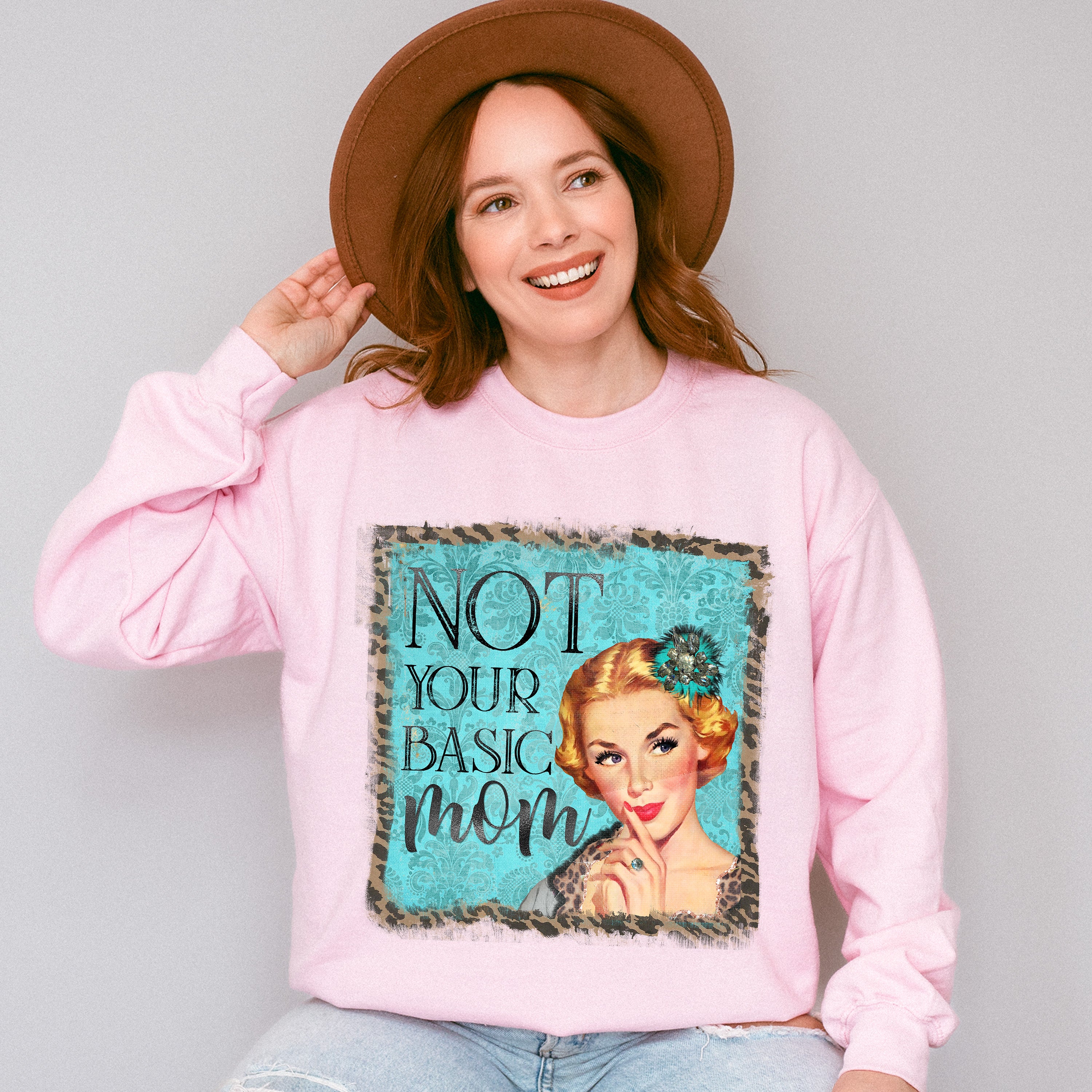 Not Your Basic Mom Vintage Design - Mom Unisex Crewneck T-Shirt Sweatshirt Hoodie