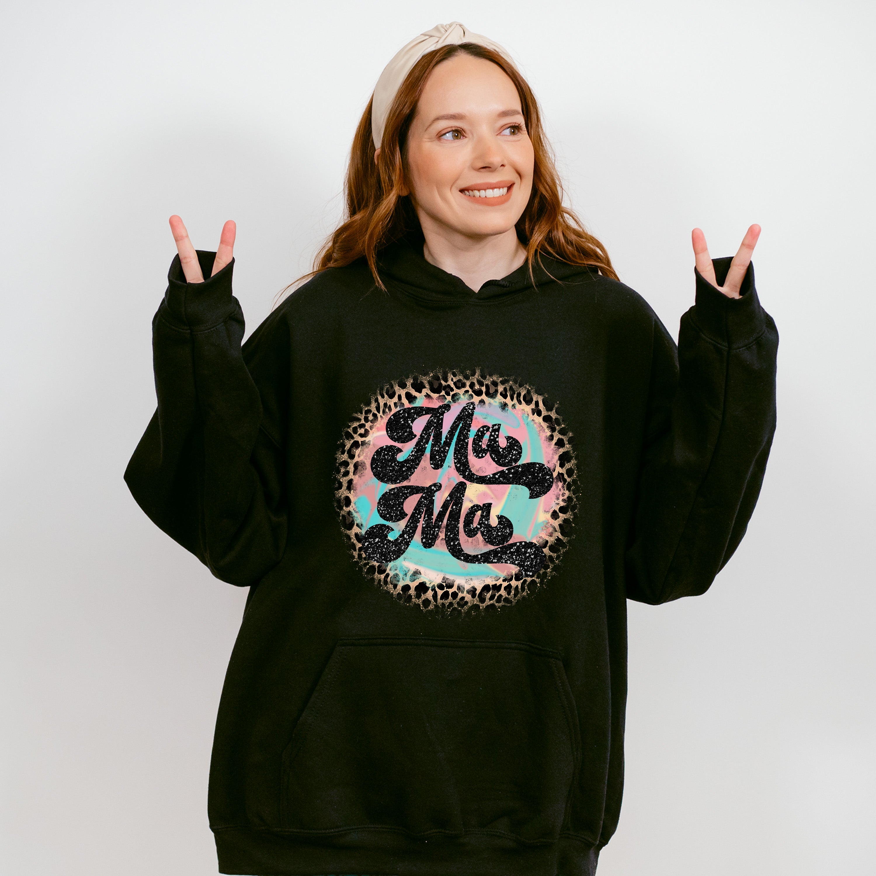 Mama Leopard Print Circular Design - Mom Unisex Crewneck T-Shirt Sweatshirt Hoodie