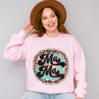 Mama Leopard Print Circular Design - Mom Unisex Crewneck T-Shirt Sweatshirt Hoodie