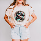 Mama Leopard Print Circular Design - Mom Unisex Crewneck T-Shirt Sweatshirt Hoodie
