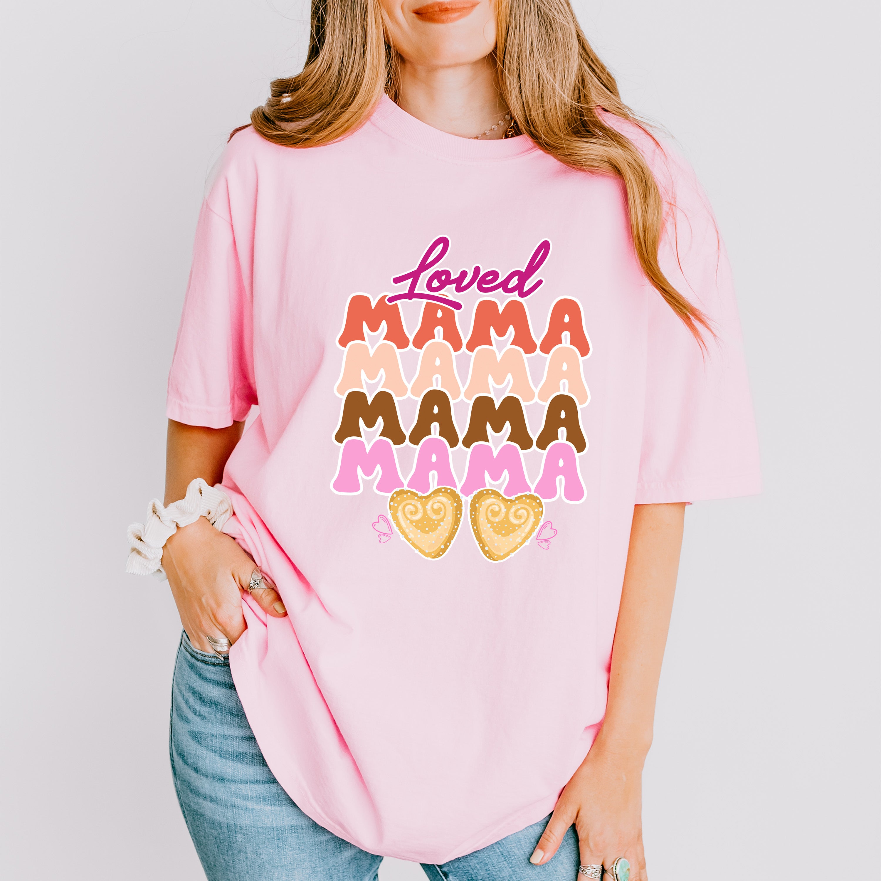 Loved Mama Colorful Design - Mom Unisex Crewneck T-Shirt Sweatshirt Hoodie