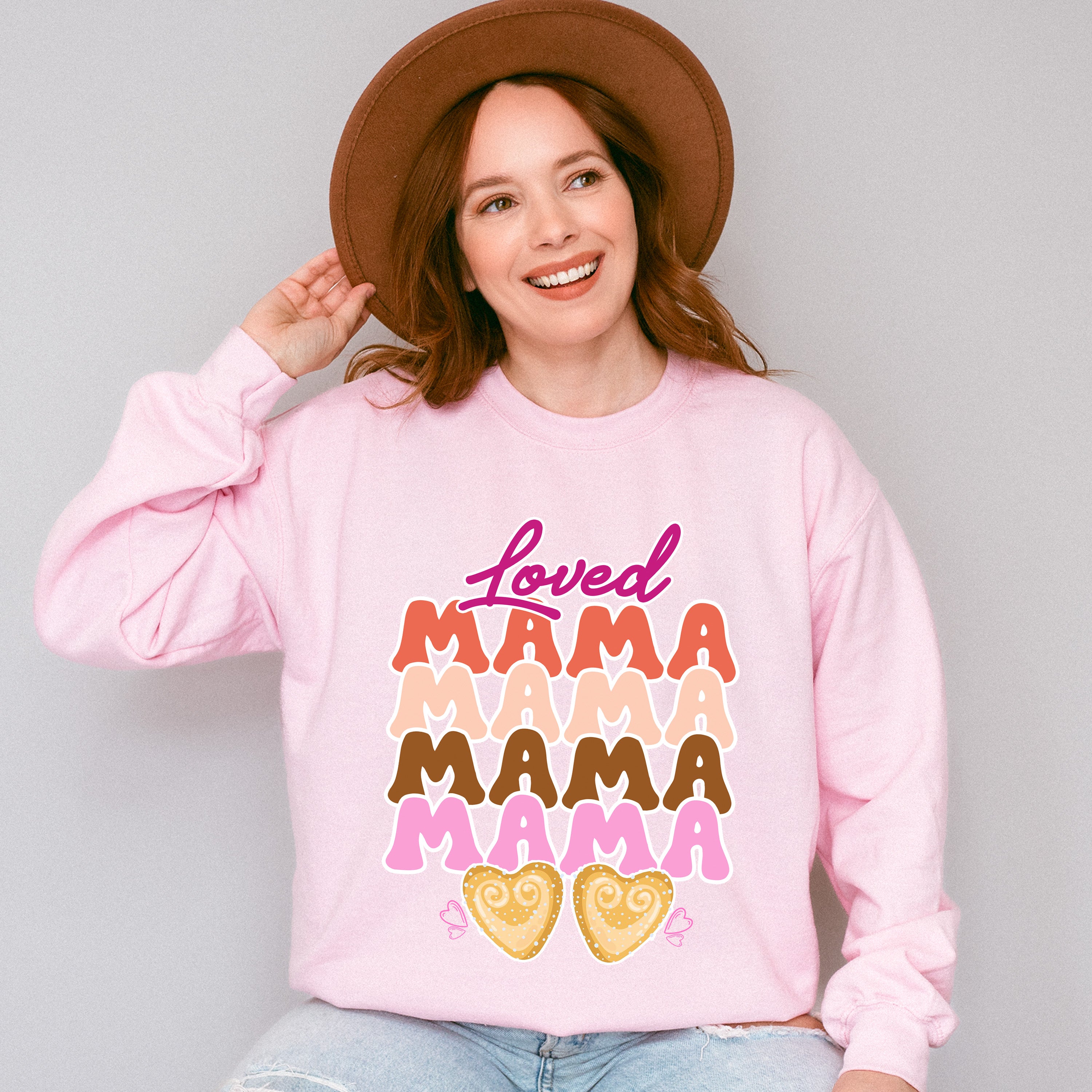 Loved Mama Colorful Design - Mom Unisex Crewneck T-Shirt Sweatshirt Hoodie