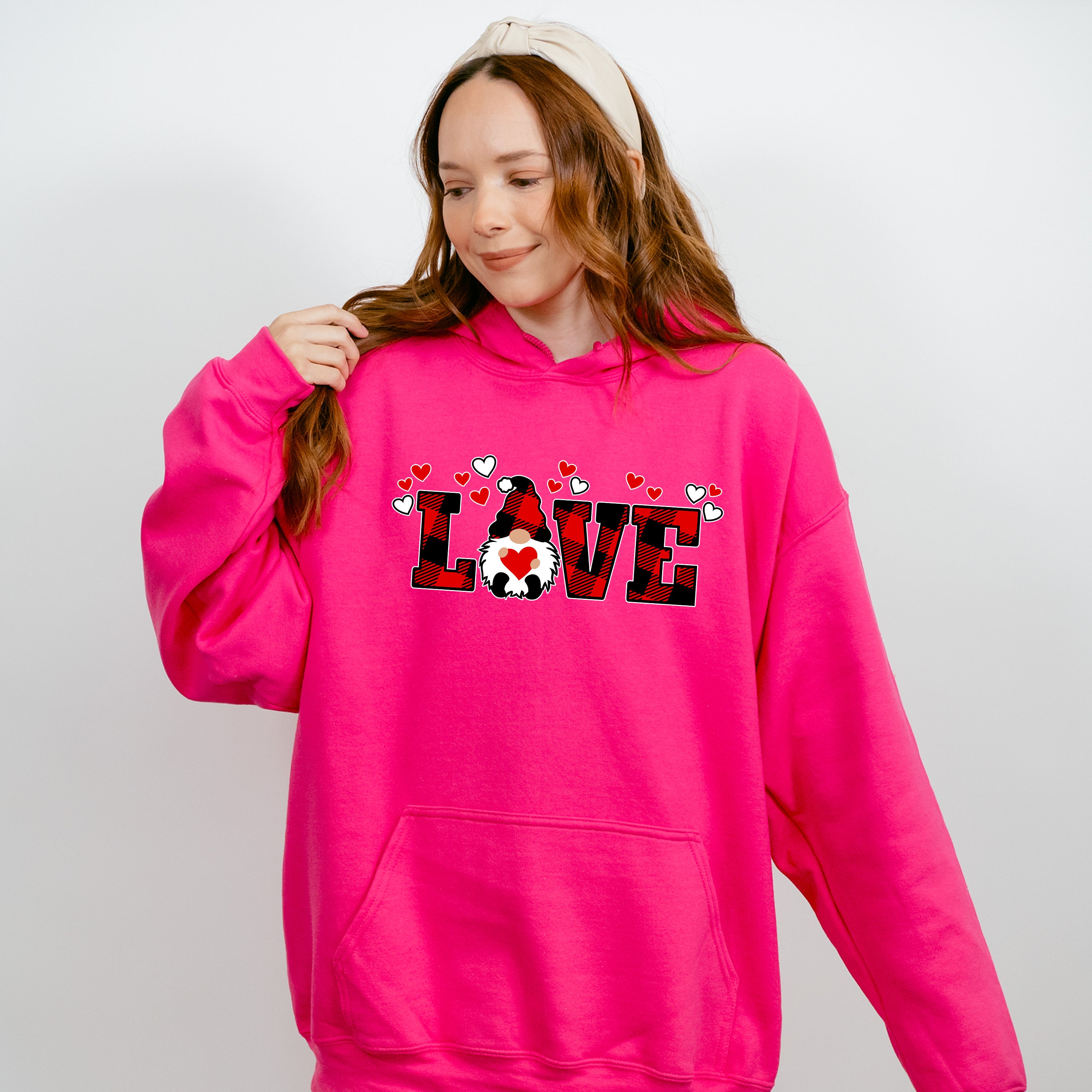 Love Gnome Red Plaid - Valentine's Day Unisex Crewneck T-Shirt Sweatshirt Hoodie