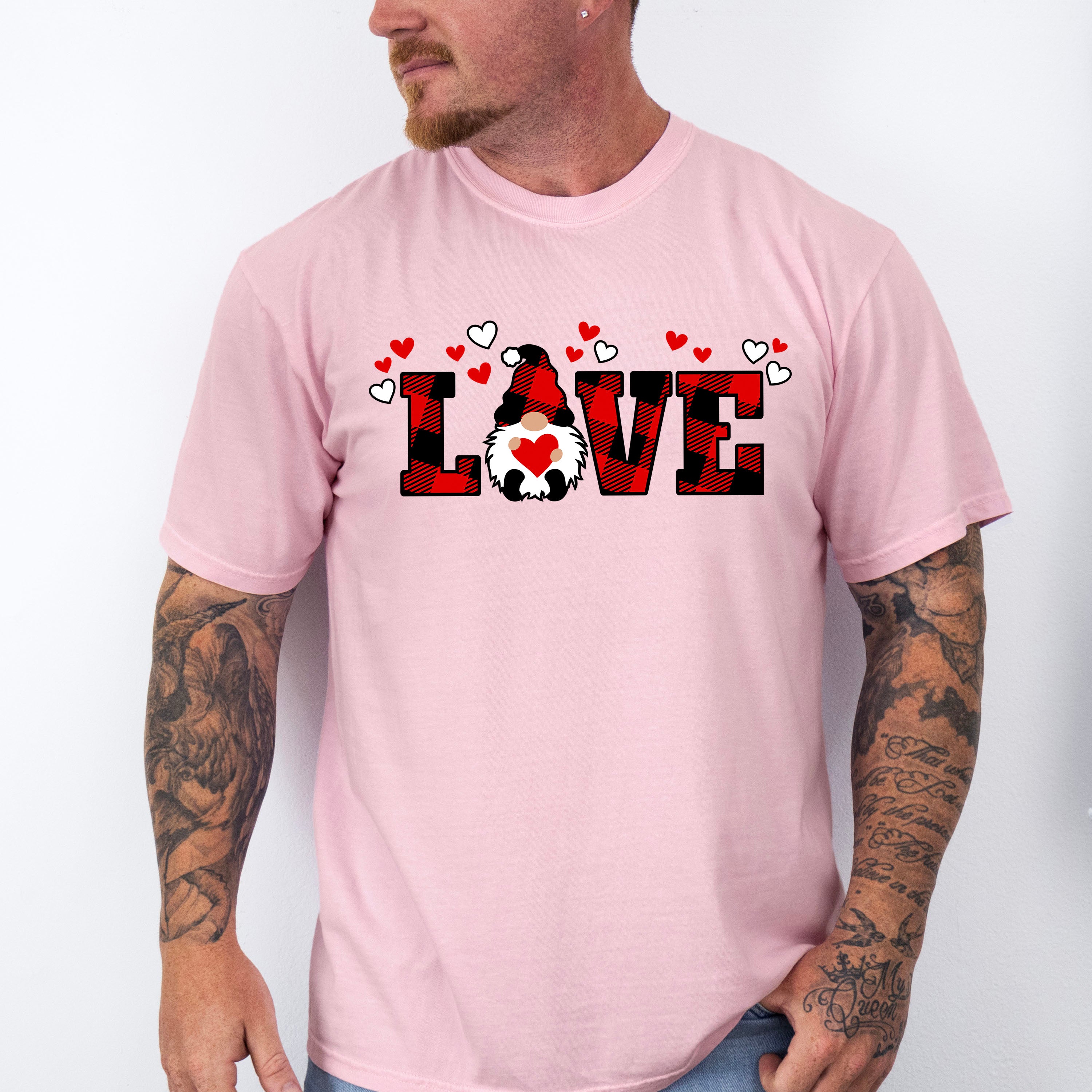Love Gnome Red Plaid - Valentine's Day Unisex Crewneck T-Shirt Sweatshirt Hoodie