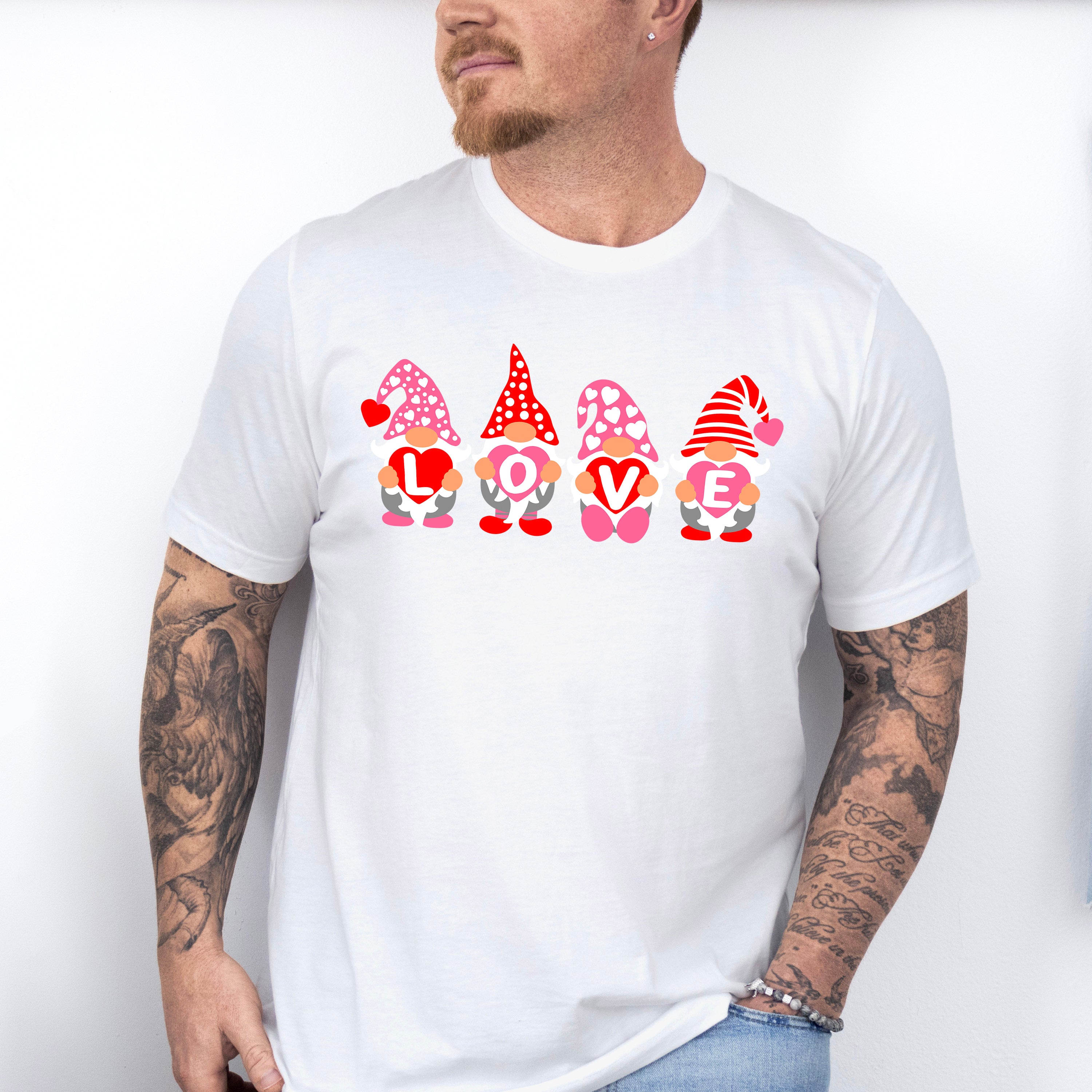 Love Gnomes Holding Hearts - Valentine's Day Unisex Crewneck T-Shirt Sweatshirt Hoodie