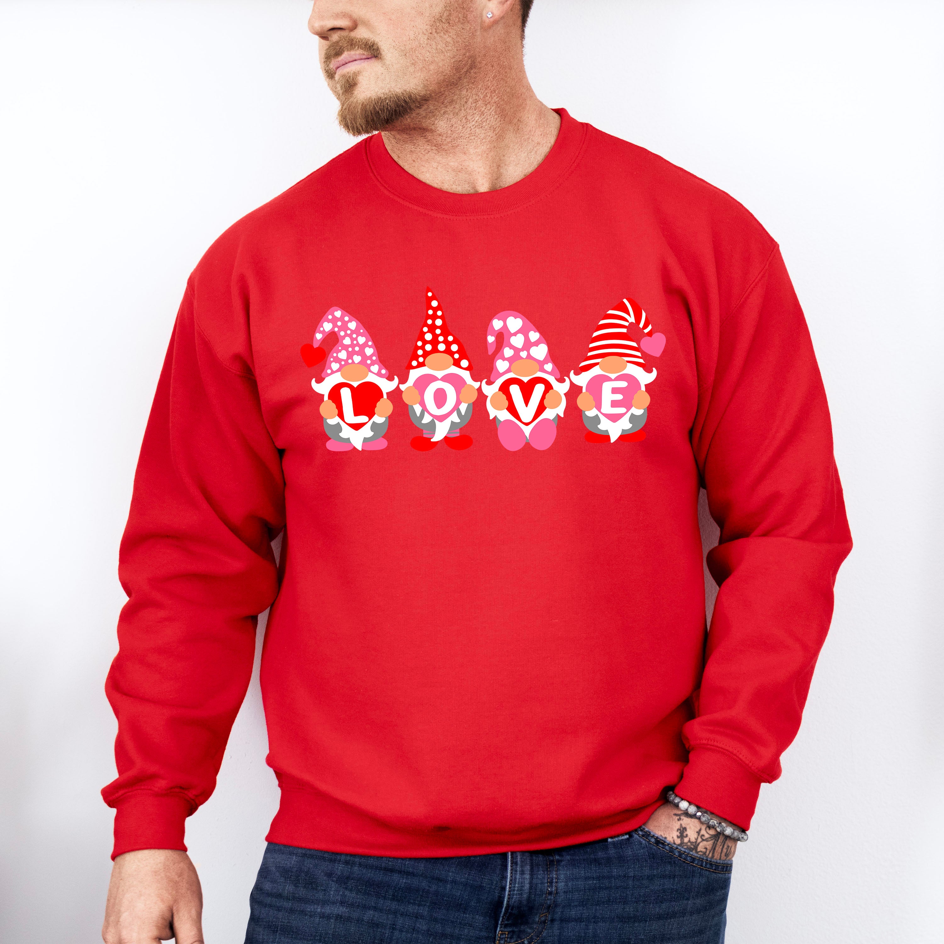Love Gnomes Holding Hearts - Valentine's Day Unisex Crewneck T-Shirt Sweatshirt Hoodie