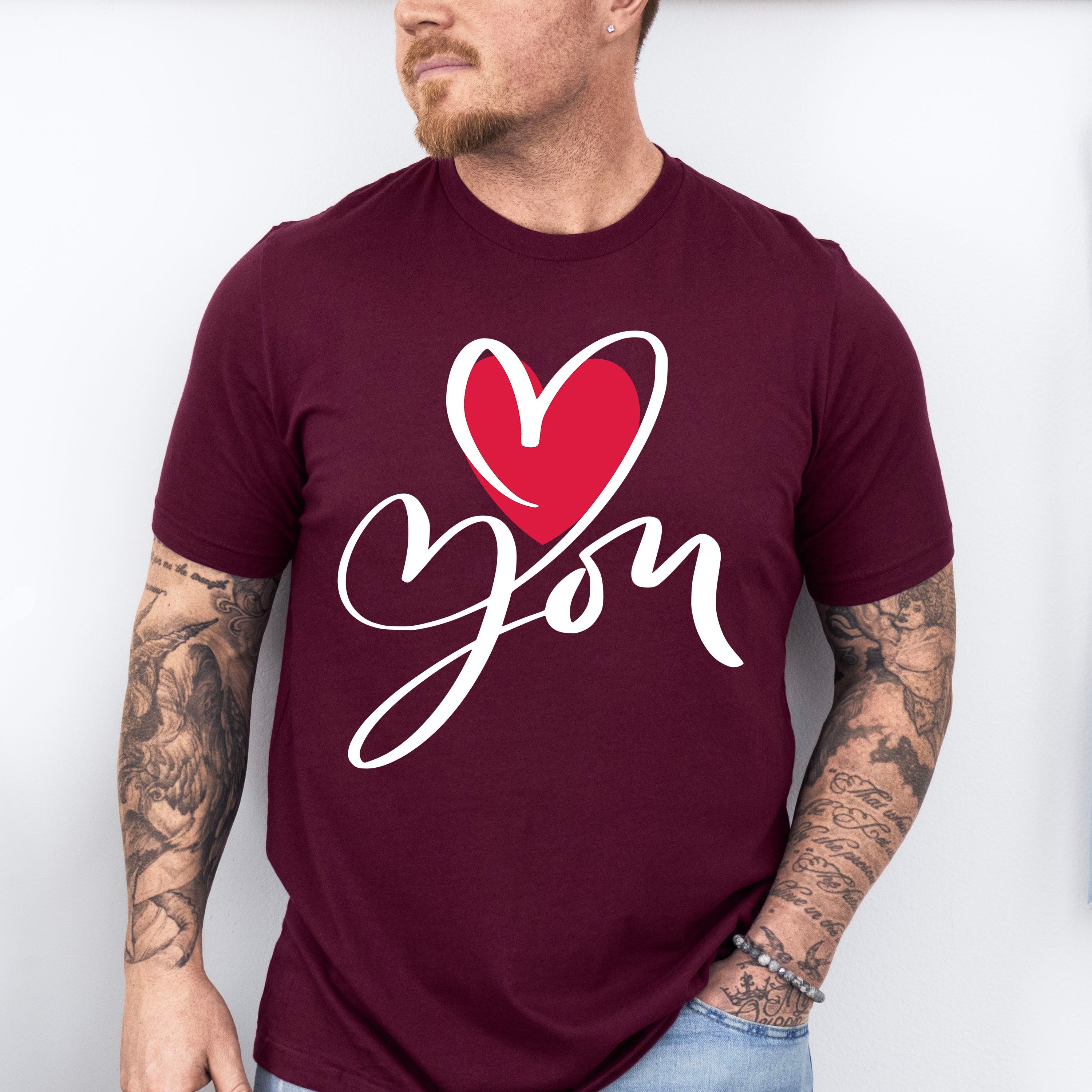 Love You Cursive Design - Valentine's Day Unisex Crewneck T-Shirt Sweatshirt Hoodie