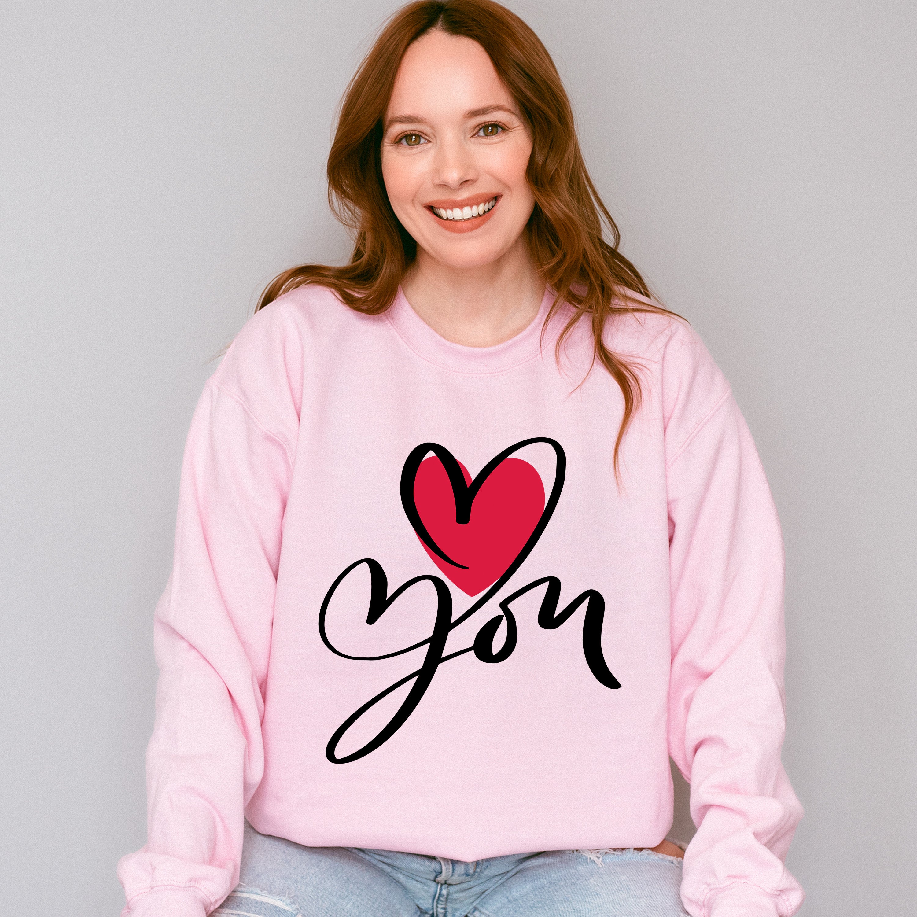 Love You Cursive Design - Valentine's Day Unisex Crewneck T-Shirt Sweatshirt Hoodie
