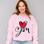 Love You Cursive Design - Valentine's Day Unisex Crewneck T-Shirt Sweatshirt Hoodie
