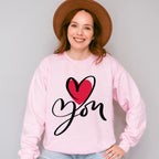 Love You Cursive Design - Valentine's Day Unisex Crewneck T-Shirt Sweatshirt Hoodie
