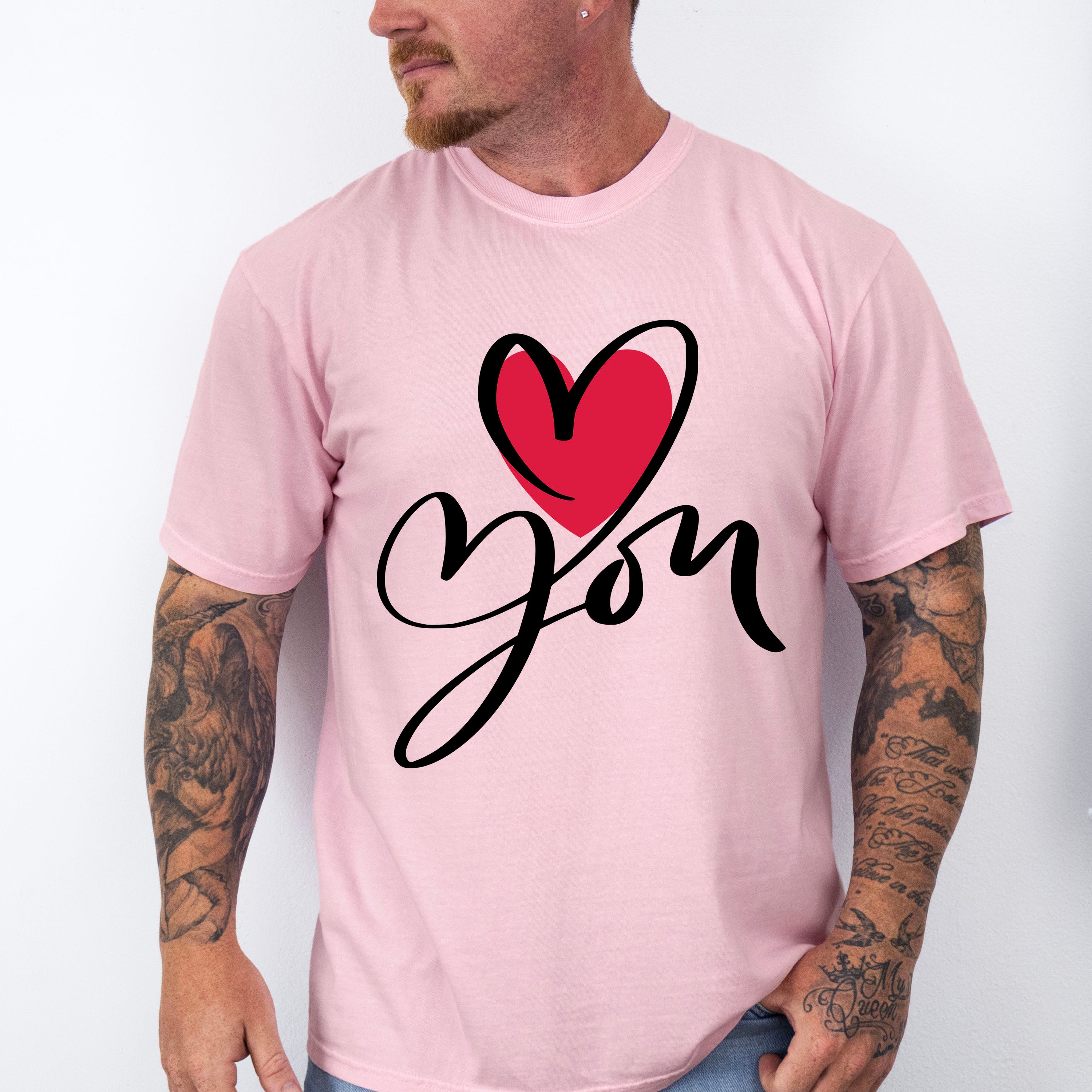 Love You Cursive Design - Valentine's Day Unisex Crewneck T-Shirt Sweatshirt Hoodie