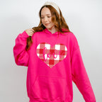 Plaid Heart Love Cursive Design - Valentine's Day Unisex Crewneck T-Shirt Sweatshirt Hoodie