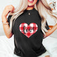 Plaid Heart Love Cursive Design - Valentine's Day Unisex Crewneck T-Shirt Sweatshirt Hoodie