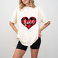 Plaid Heart Love Cursive Design - Valentine's Day Unisex Crewneck T-Shirt Sweatshirt Hoodie