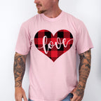 Plaid Heart Love Cursive Design - Valentine's Day Unisex Crewneck T-Shirt Sweatshirt Hoodie