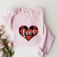 Plaid Heart Love Cursive Design - Valentine's Day Unisex Crewneck T-Shirt Sweatshirt Hoodie