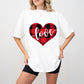 Plaid Heart Love Cursive Design - Valentine's Day Unisex Crewneck T-Shirt Sweatshirt Hoodie